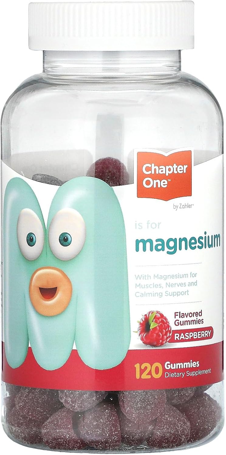 Chapter One Magnesium Gummies for Kids & Adults - Natural Calm Gummies - Calm Magnesium Citrate - Bone and Muscle Function Supplements for Kids & Adults - Mood Support, Kosher Raspberry Flavor (120)