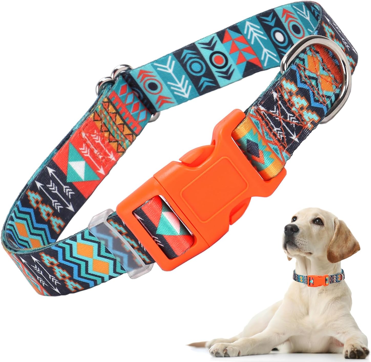 Dog Collar for Small Dogs with African Tribal Aztec Mexican Native Southwestern Boho Pattern, Adjustable Pet Collars for XS Small Medium Large Dogs (Tribal-XS)
