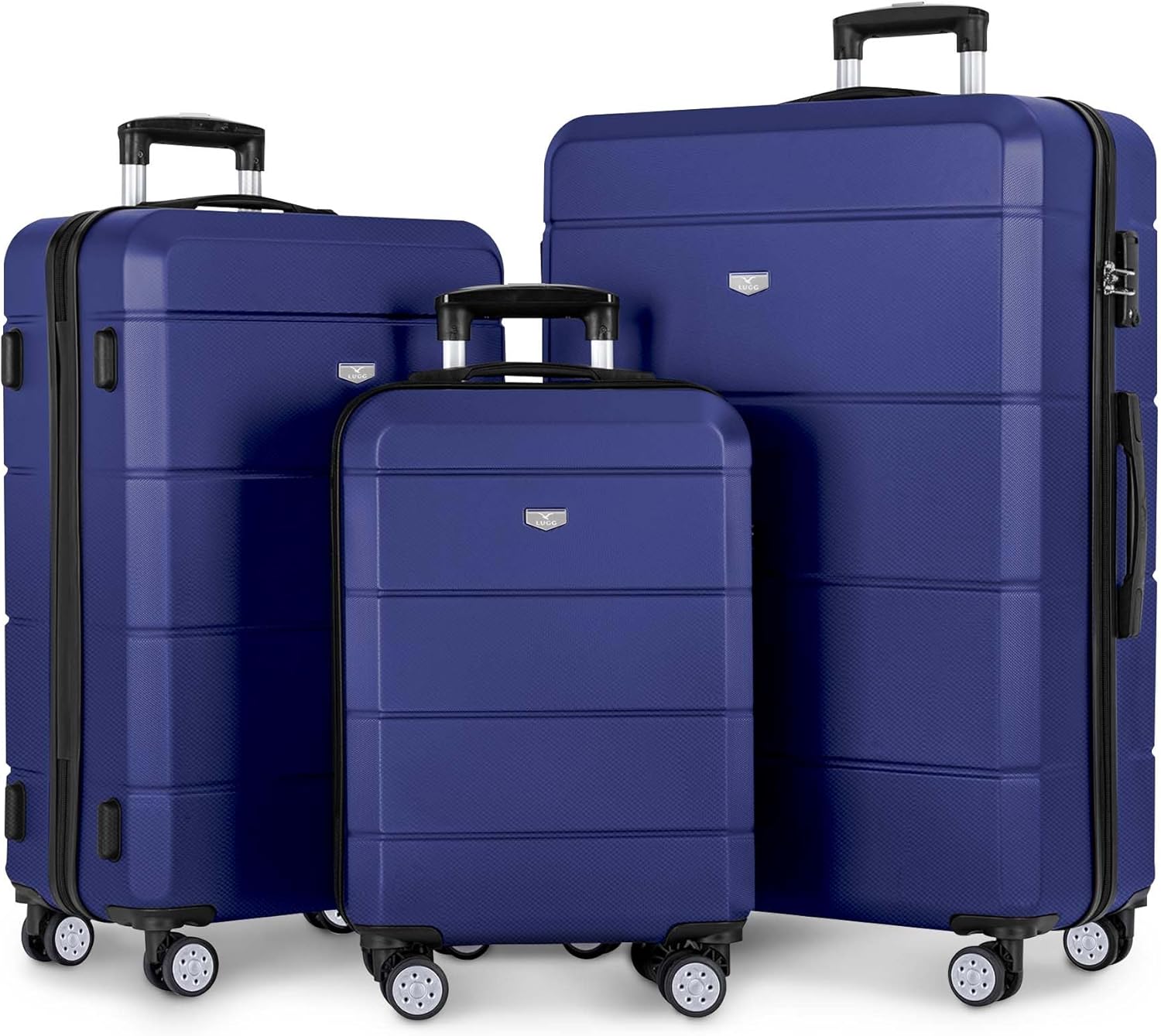 LUGG Travel Suitcase Set - Jetset 3-Piece Hard Shell Luggage, 20" 24" 28 Strong & Lightweight with Secure TSA Lock, Smooth 360° Wheels, Internal Pockets - Airline Approved