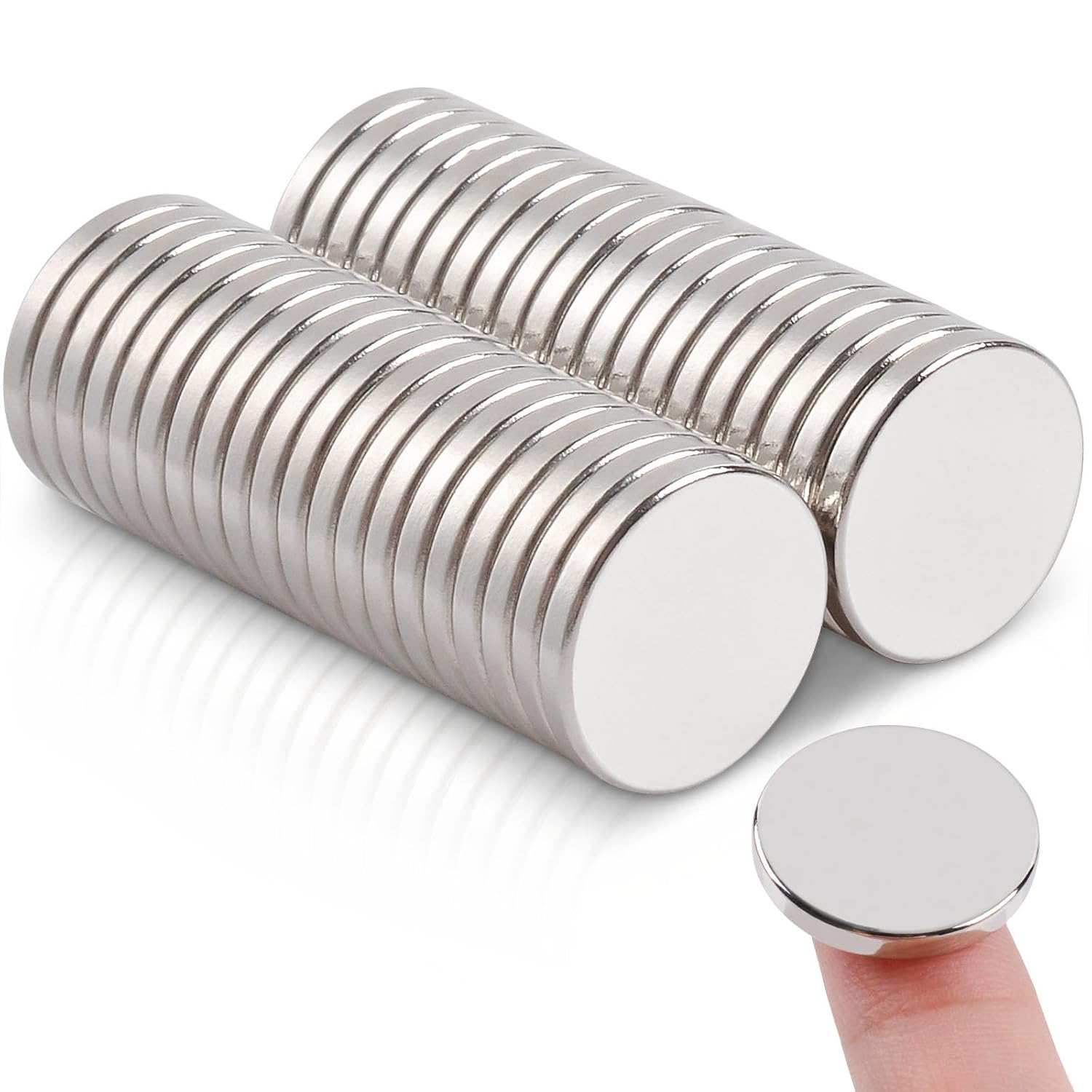 40pcs Strong Neodymium Disc Magnets, 15mm x 2mm, Heavy Duty, Small Round Magnets for Fridge, Office, Industrial, Scientific, Models, Whiteboard