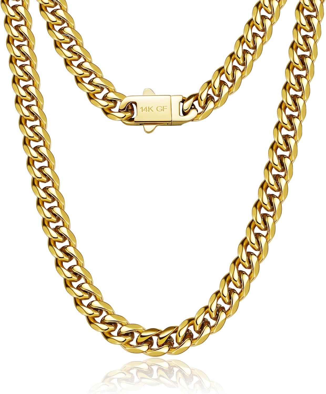 7mm Silver Chain for Men Miami Cuban Link Mens Chain,925 Sterling Silver/14K Gold Plated and 316L Stainless Steel Silver/Gold Chains for Men Necklace