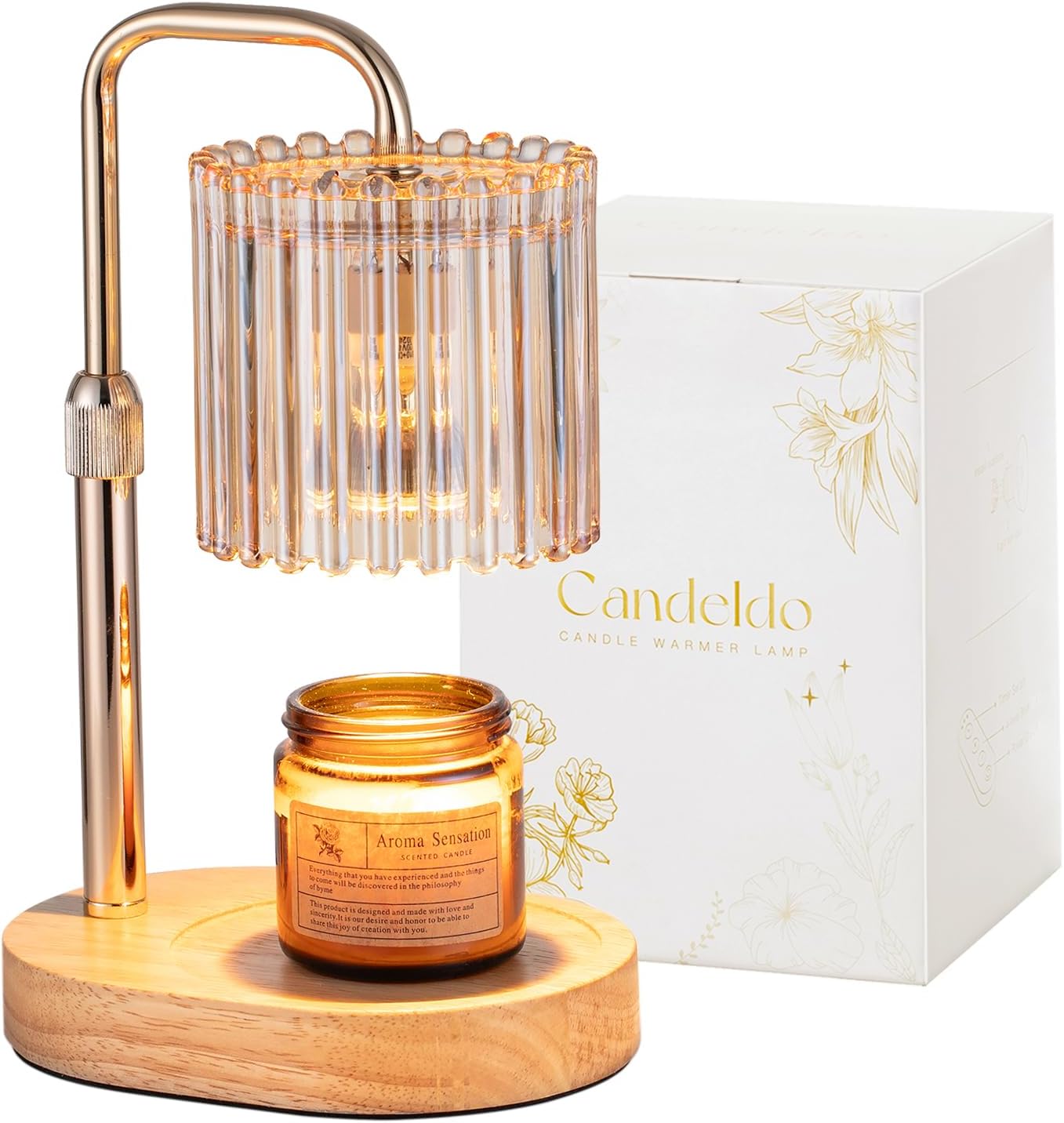 Candeldo Gold Candle Warmer Lamp with Timer, Birthday Gifts for Women Mum