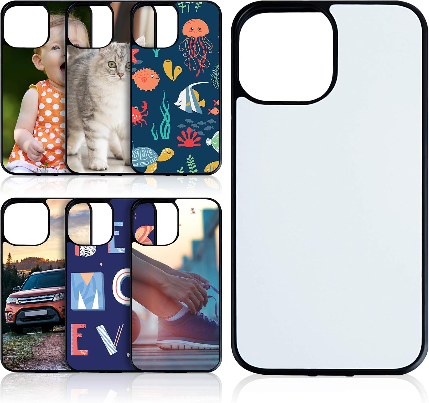 Konohan 6 Pieces Sublimation Blank Phone Case Cover Blank Printable Phone Case for DIY Customize Heat Press Rubber Protective Case (Compatible with iPhone 13)