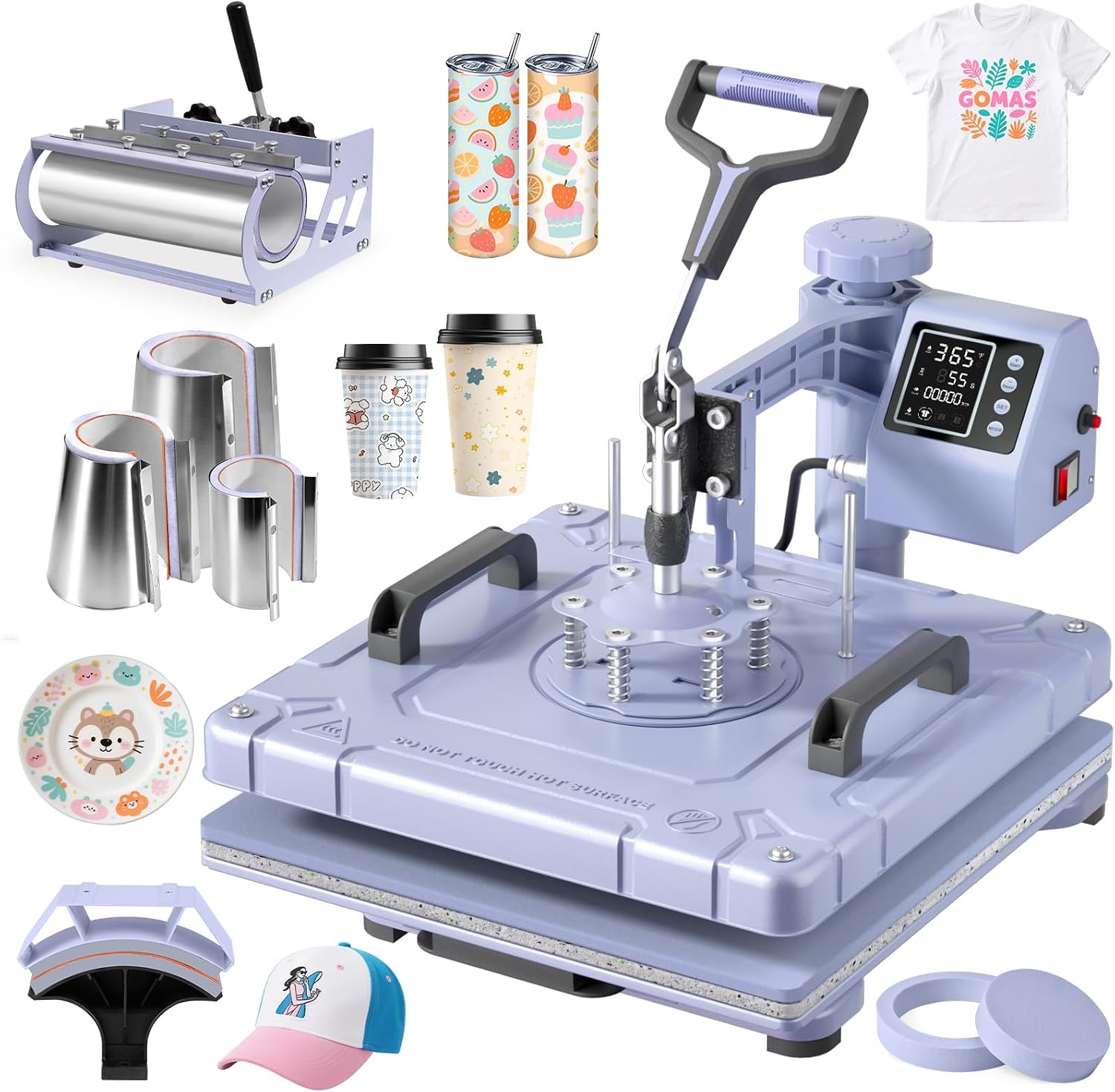 Slendor 15x15 Inch 8 in 1 Swing Away Heat Press Machine for T Shirts