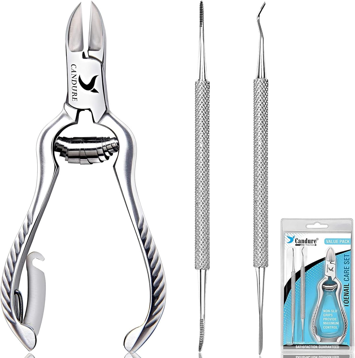 Candure Nail Clippers Cutters Nippers for Thick Toenails Plus Nail Clippers for Fingernails Podiatry Instruments Clippers with Ingrown Toe Nail File
