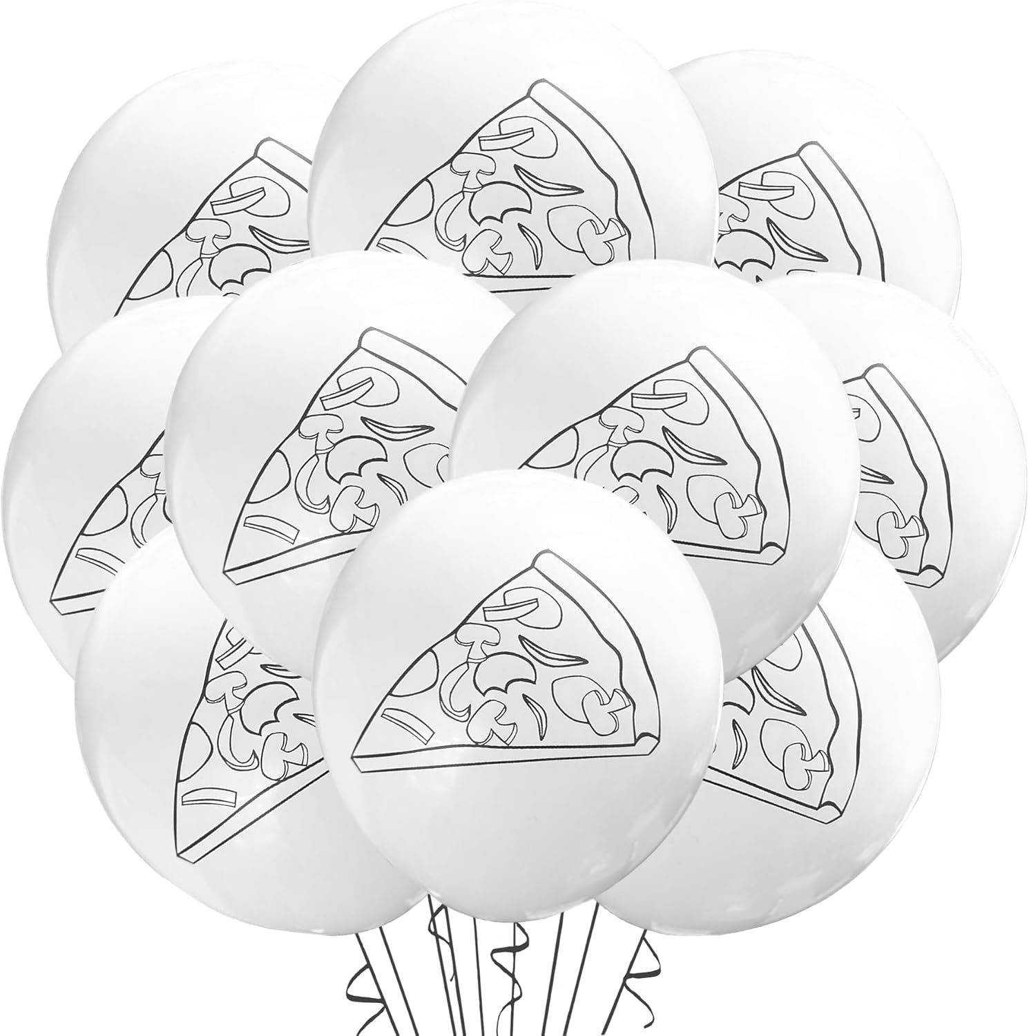 Malyan Products Pizza Balloons Latex 12 Count, Pepperoni Birthday Decoration Party Italian Food Theme Restaurant Event Supply, 12, Inch Standard Size