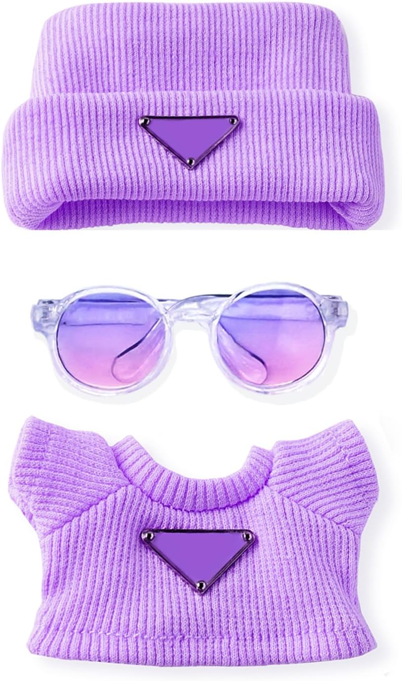 17cm Doll Clothes Set - 3 Piece Set Outfits for Doll, Accessories for 15/17cm Dolls Clothes, Fashion Dolls Clothing, No Doll Included (Purple)