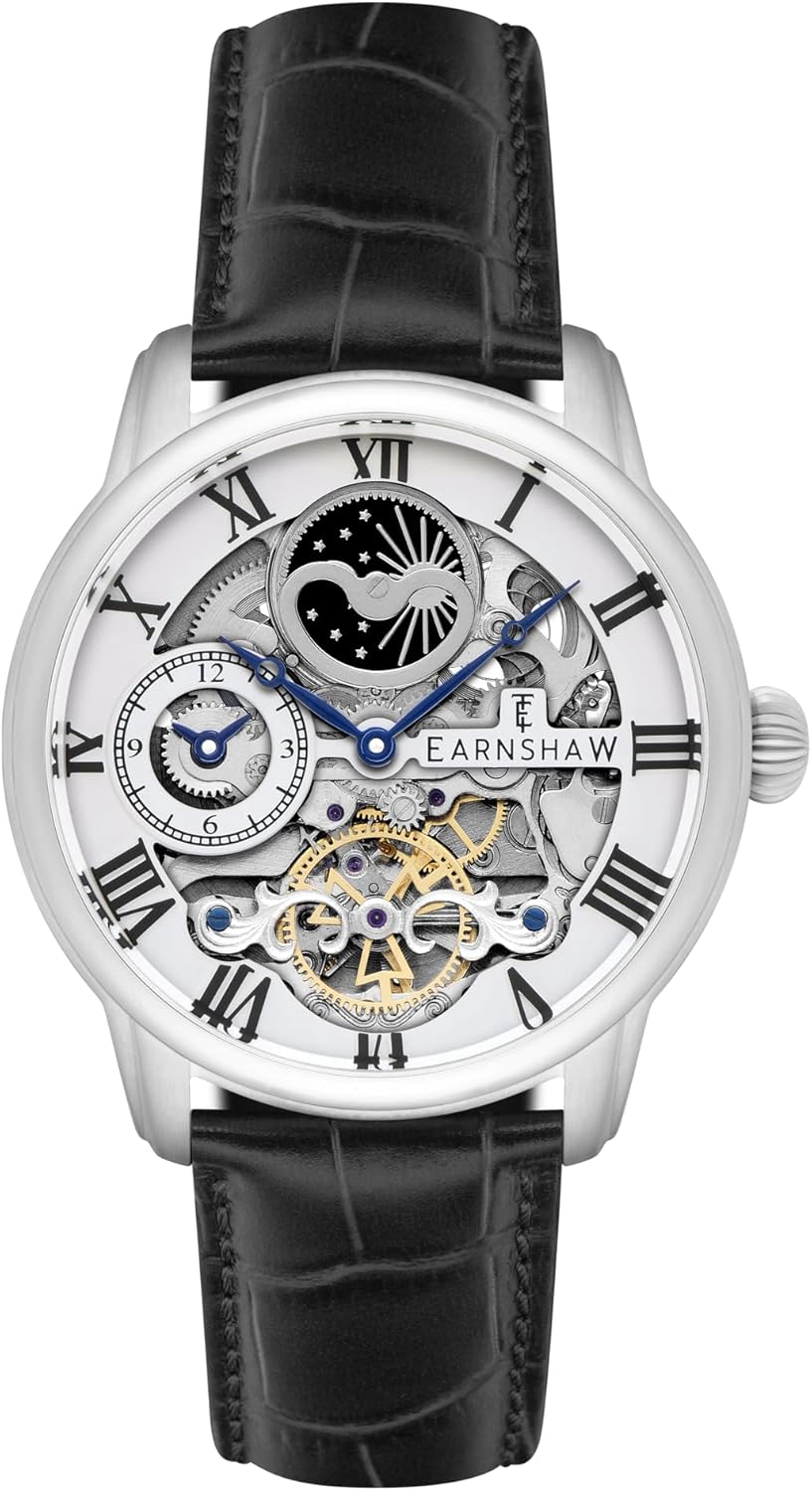 Thomas Earnshaw Men's 44mm Longitude Automatic Skeleton Watch with Solid Stainless Steel Bracelet ES-8006