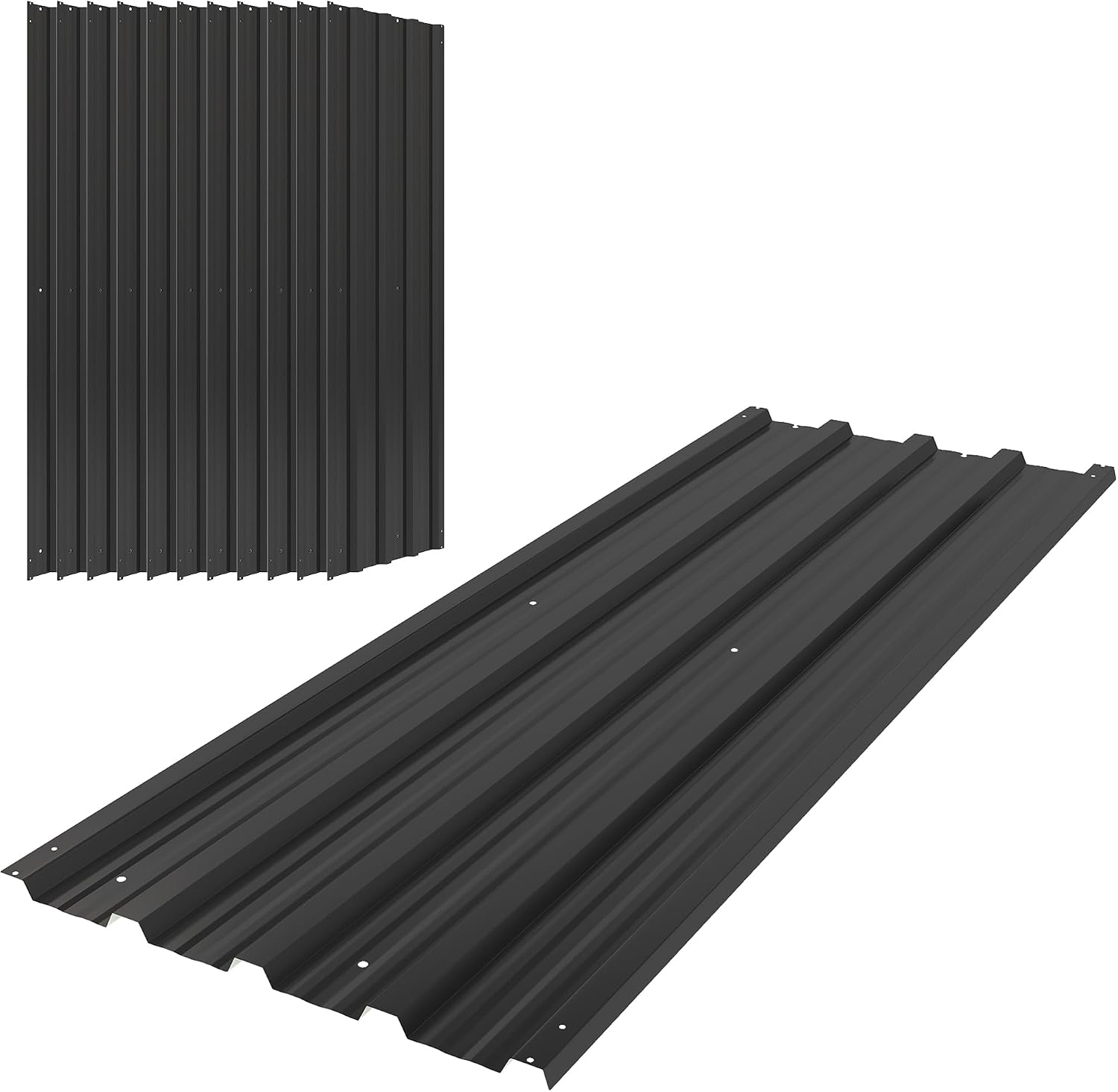 Outsunny Corrugated Roofing Sheets, Pack of 12, Galvanised Metal Roofing Sheets for Greenhouse, Garage, Storage Shed, Carport, 129 x 45cm, Black
