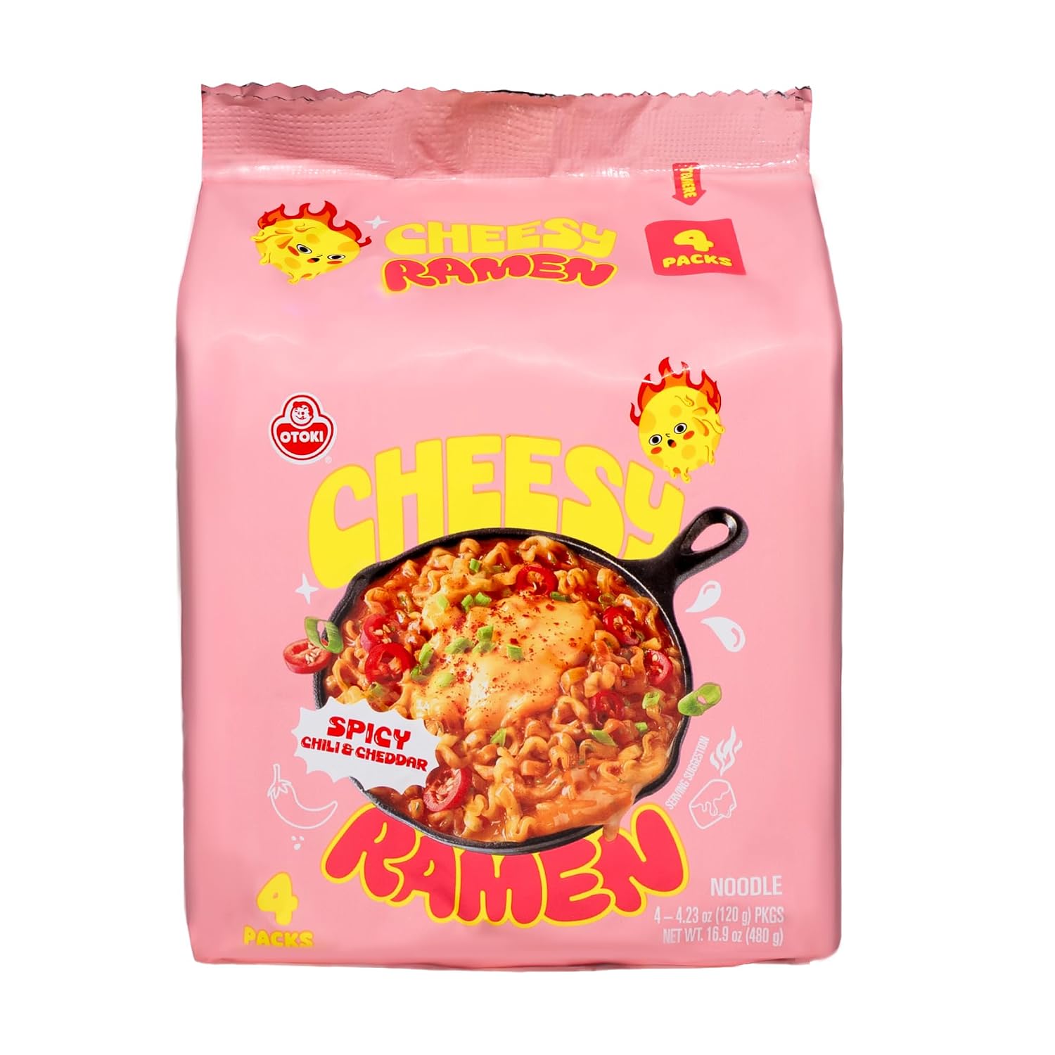 OTOKI Cheesy Ramen Noodles, Mac & Cheese Meets Ramen, Cheddar & Mascarpone Flavor, Korean Instant Ramen, 3.88 oz Pack of 6