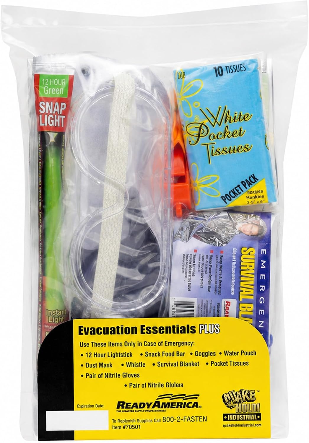 QuakeHold! 70501 1-Person Disaster Evacuation Essentials Plus Kit