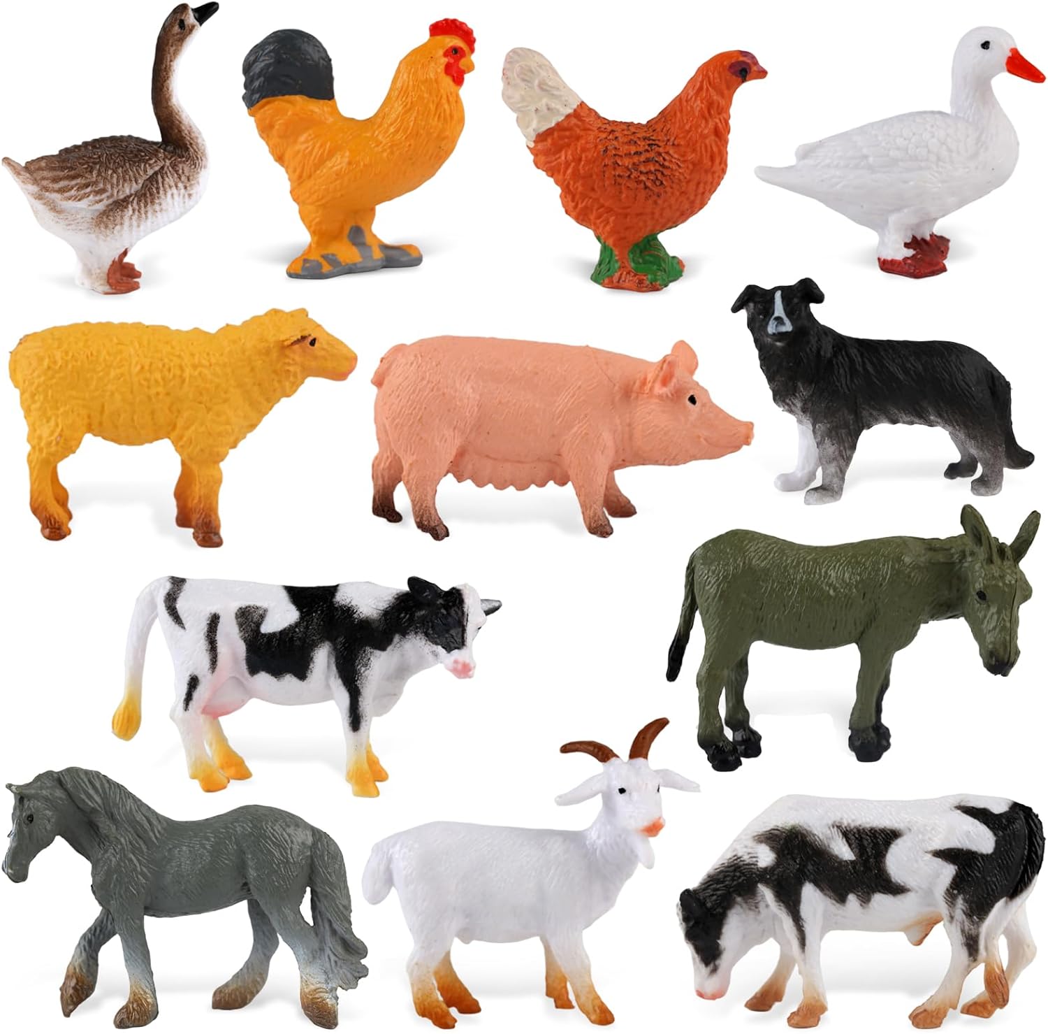 12pcs Farm Animals,Mini Animal Toys Plastic Realistic,Farm Toys Set Educational Playset for Tollders Kids for 2 3 4 5 6 7 Year Olds (Farm Animals)