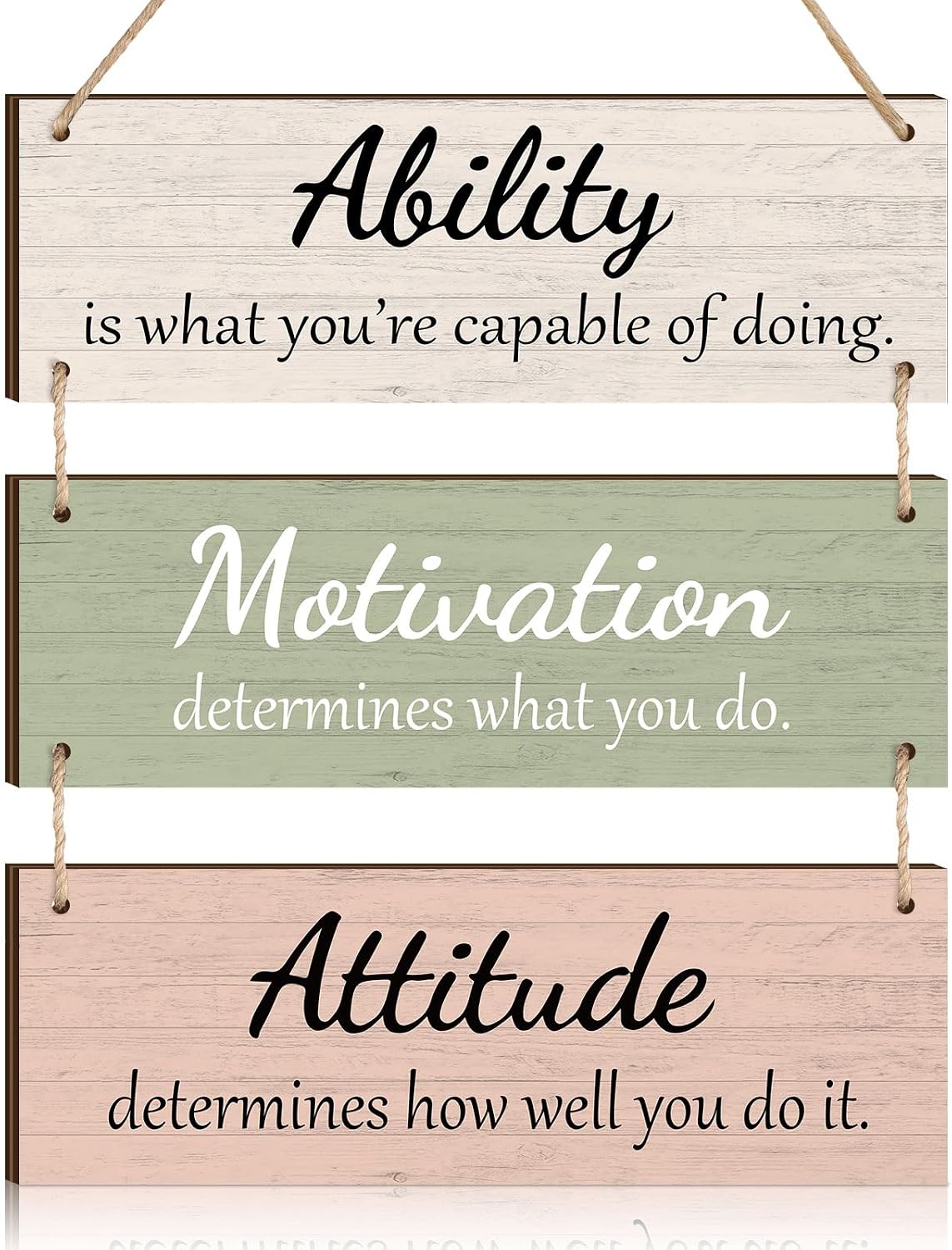 Jetec Office Wall Decor Inspirational Rustic Motivational Plaques with Sayings Wooden Hangings Ability Sign Bathroom for Home Office Art Decoration (Elegant Colors)