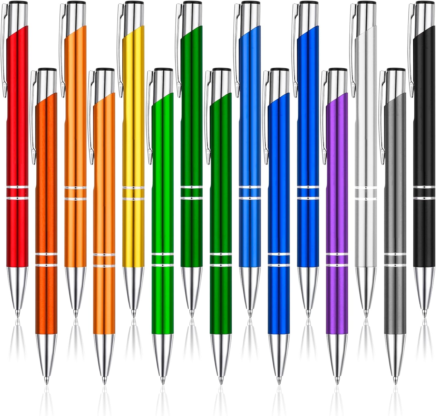 FRIUSATE 15Pcs Metal Ballpoint Pens Multipack Retractable Black Ink Ballpoint Pens Quick Drying Smooth Writing Stationery Pen School Office Home Supplies