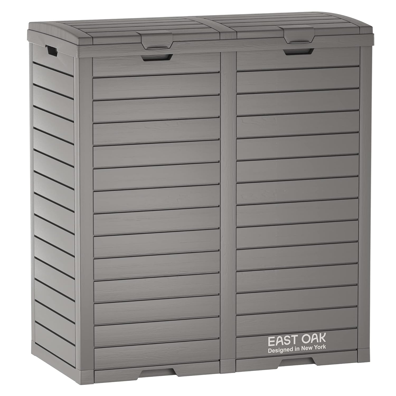 EAST OAK 76 Gallon Outdoor Trash Can | Waterproof Resin Garbage Can with Tiered Lid & Drip Tray | Outside Trash Bin for Patio | Kitchen, Backyard & Deck | Gray Color