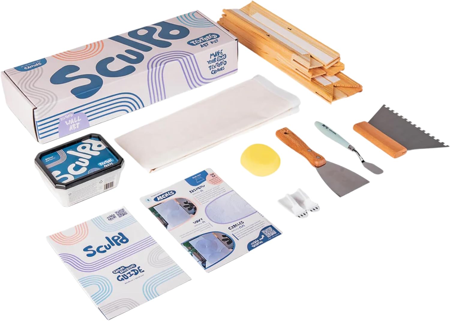 Sculpd Textured Canvas Kit - Complete Art Set with Texture Paste, Canvas, Palette Knife, Wall Hooks, Crafting Tools, Videos & Beginner Guide - DIY Arts & Crafts Gift for Adults, Teens, Men & Women