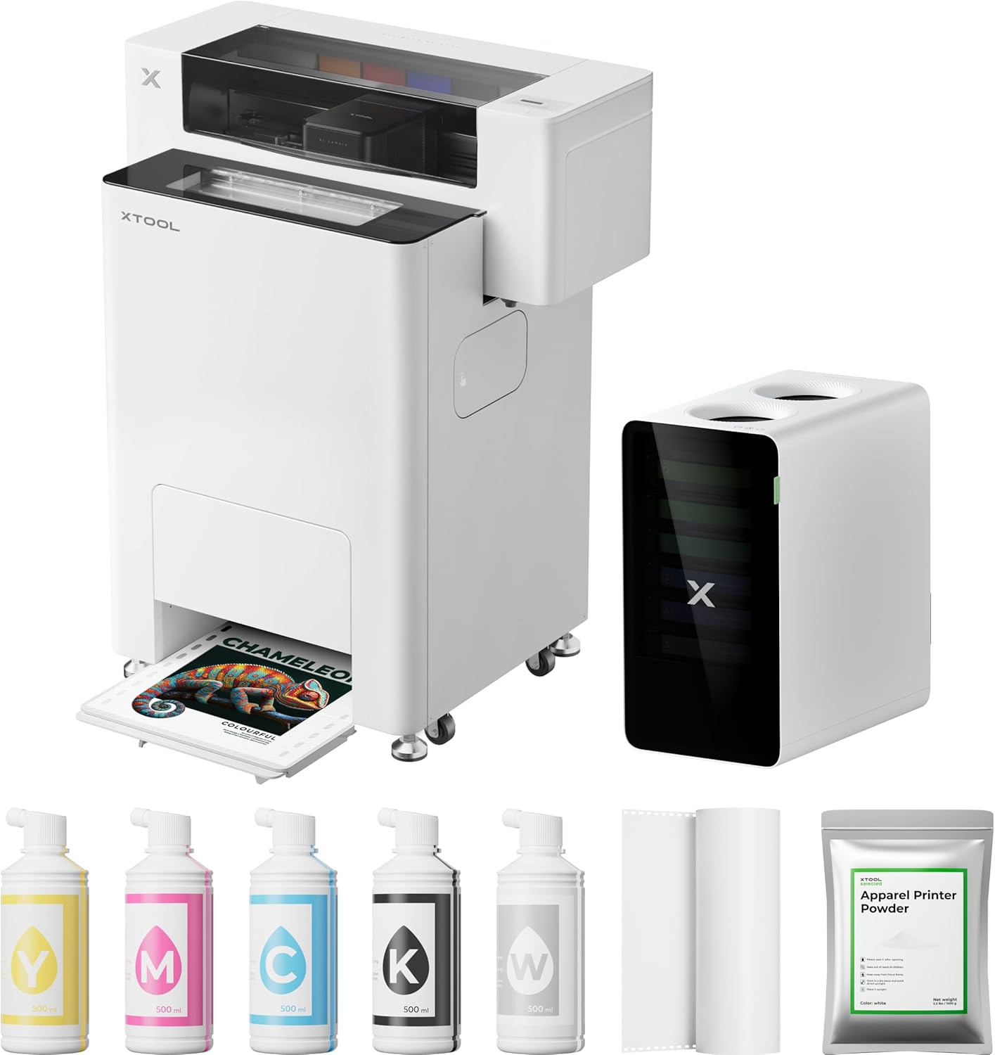 xTool Apparel Printer Bundle with Shaker Oven & Air Purifier, 14'' A3 DTF Printer, One-Click Print-to-Bake, High-Speed with Dual I1600 Printheads, Multi-Fabric Compatible, 24/7 Auto-Maintenance