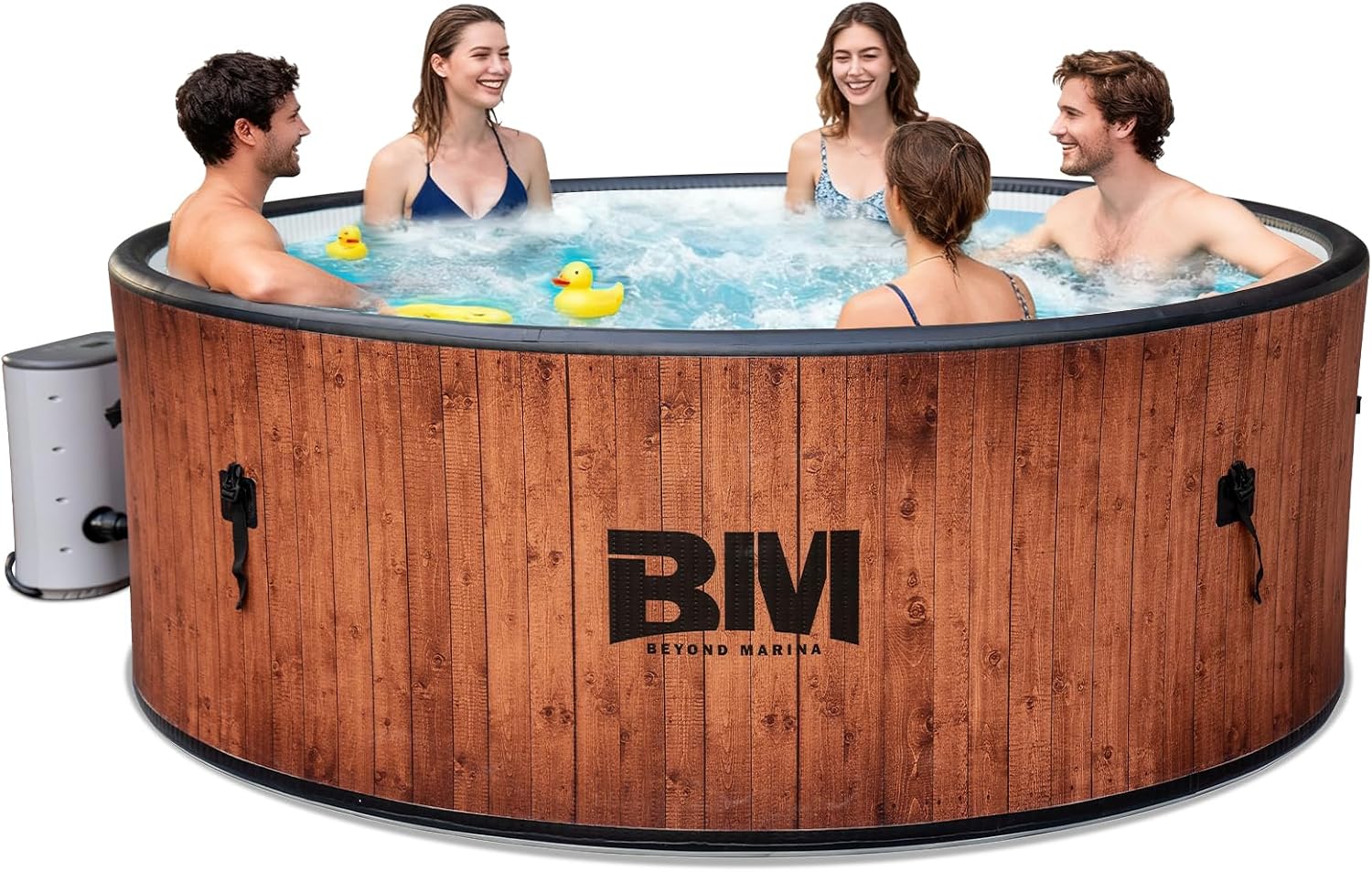 Inflatable Hot Tub 6 Person- Wood Grain Hottub Spa Full Drop Stitch