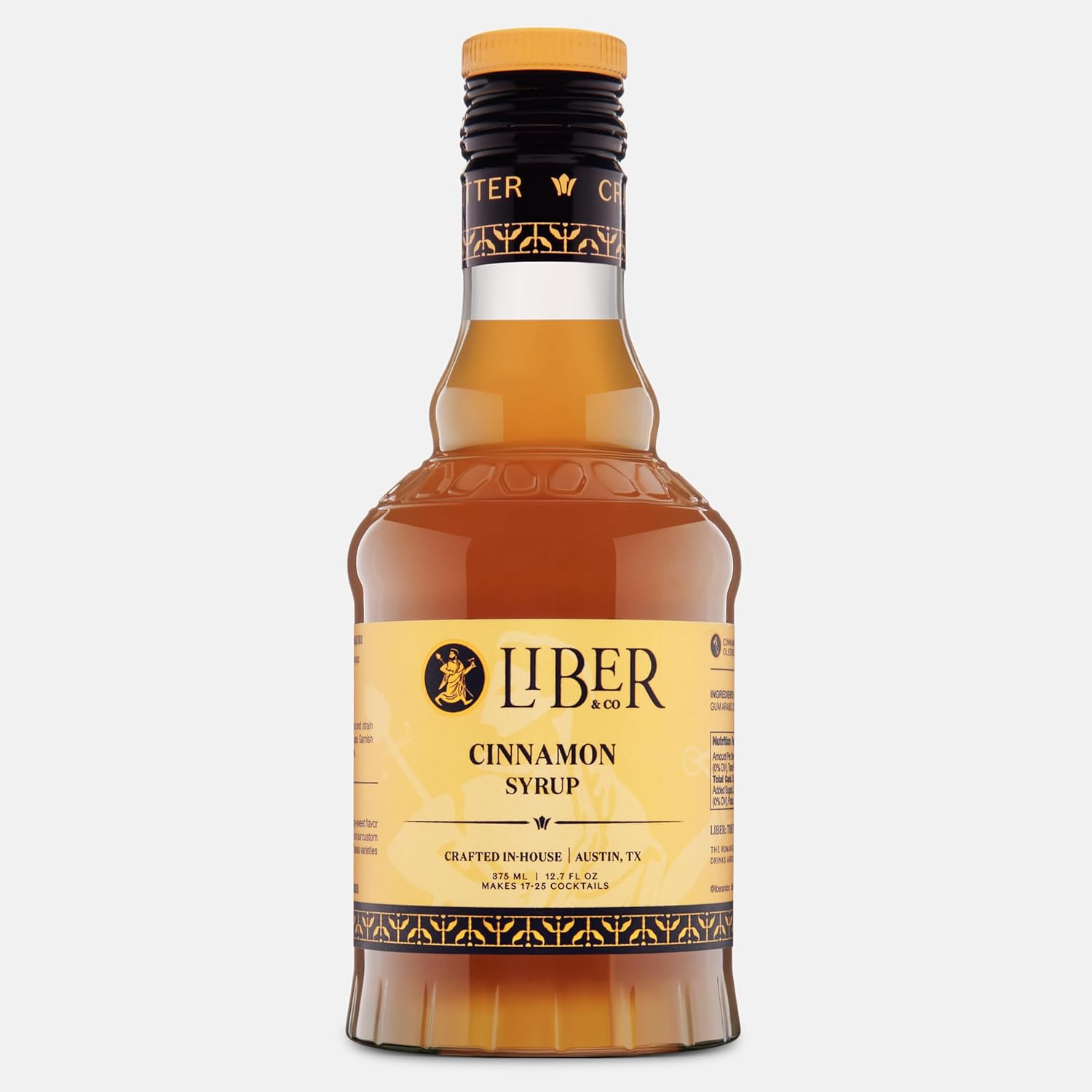 Liber & Co. Cinnamon Syrup (12.7 oz) - Real Cinnamon Oleoresin, Perfect for Coffee, Desserts, Fall & Tiki Cocktails