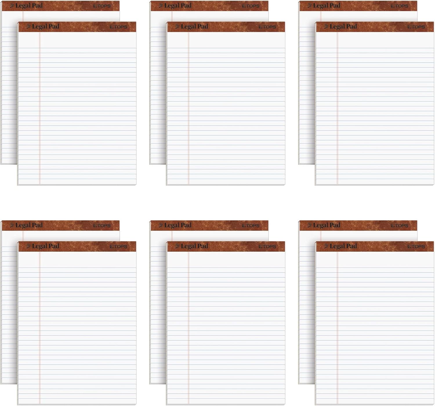 TOPS 8.5 x 11 3/4 Legal Pads, 12 Pack, The Legal Pad Brand, Wide Ruled, White Paper, 50 Sheets Per Writing Pad, Made in the USA (7533)
