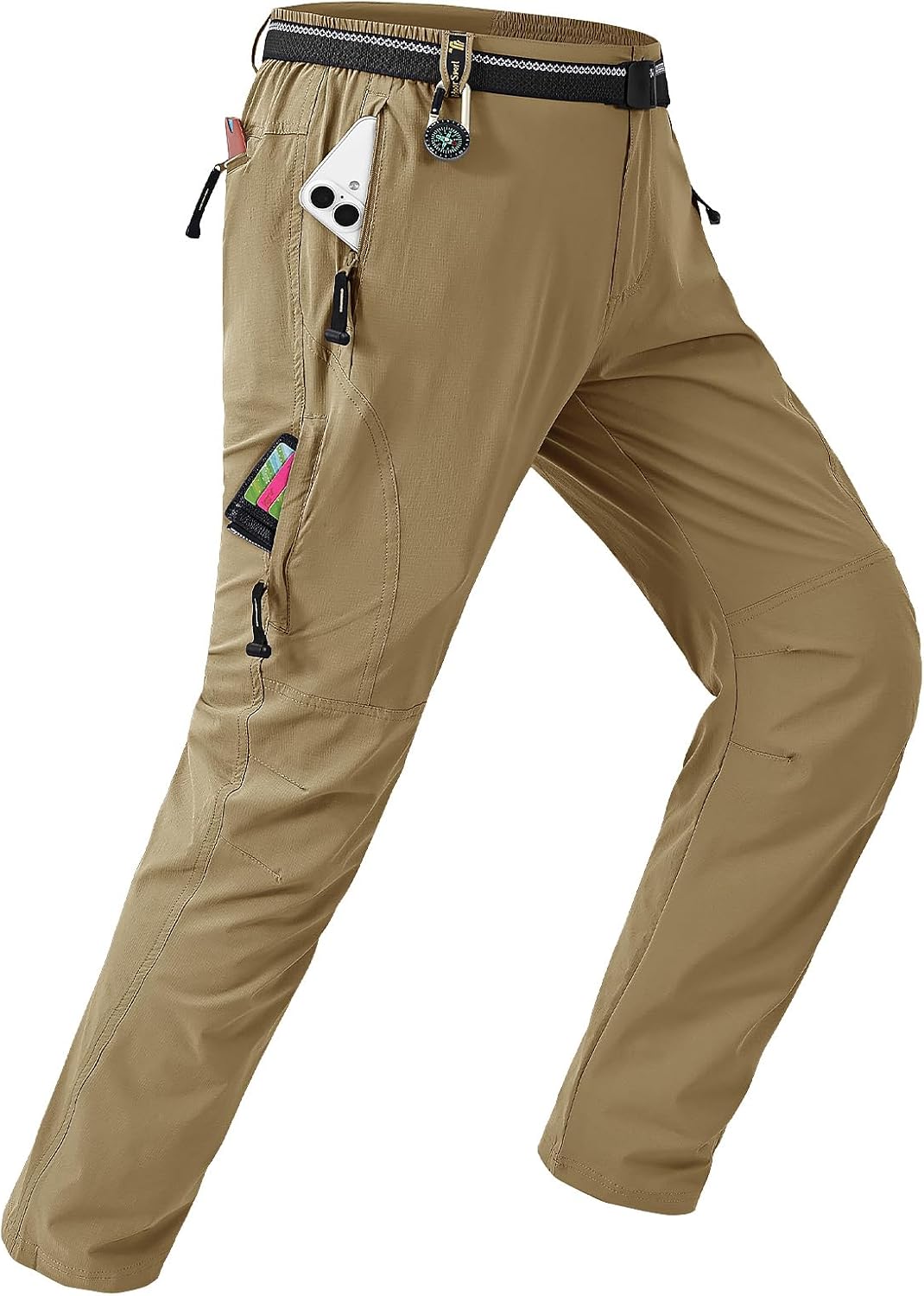 TBMPOY Men's Lightweight Hiking Pants with Belt Waterproof Travel Fishing
