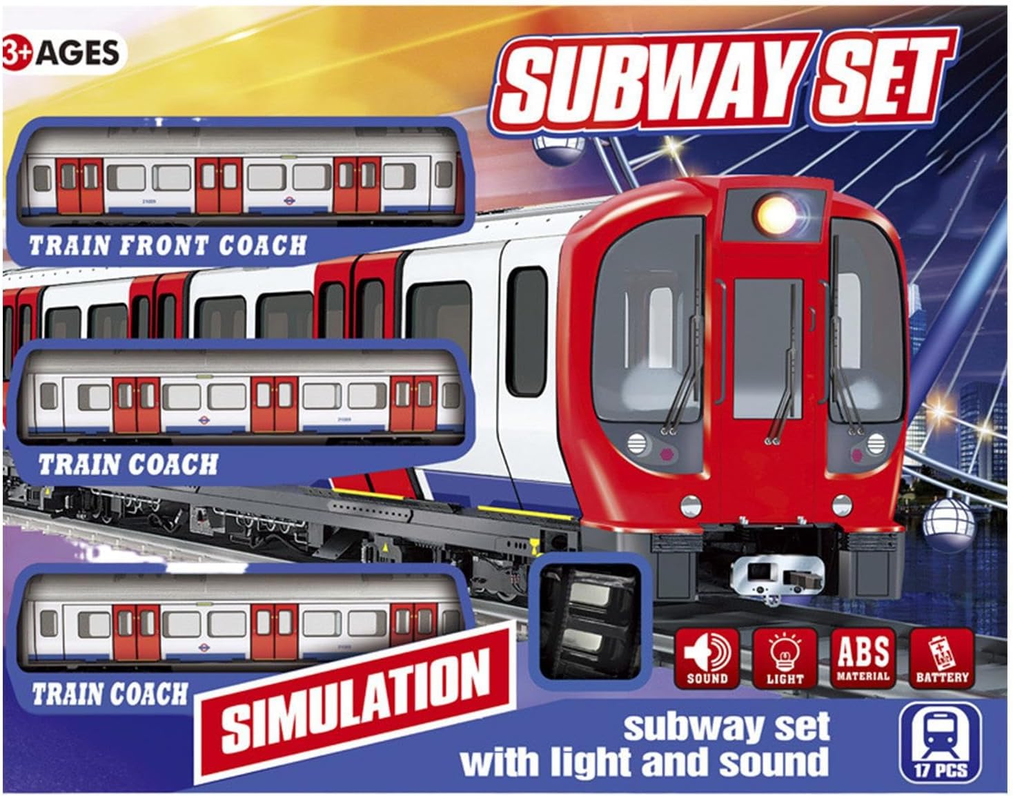 Train Set For Kids, Educational Electric Retro Subway PlaysetWith Light And Sound, Toddler Train Track Toy For Kids Aged 4-10 Years Old