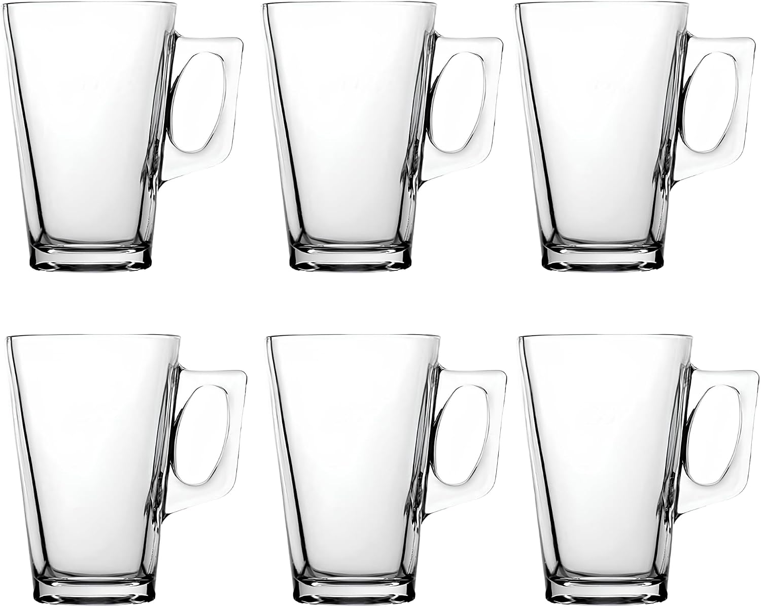 Straame Latte Glasses 220 ml Set of 6 Clear Coffee Cup Glasses with Handles