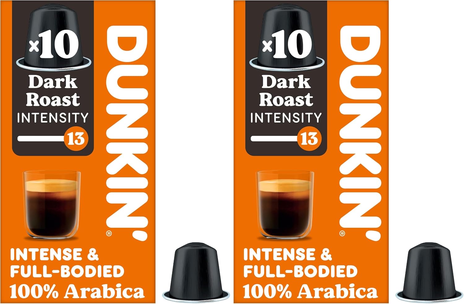 Dunkin' Nespresso Compatible Capsules Dark Roast - 10 Capsules (Pack of 2)