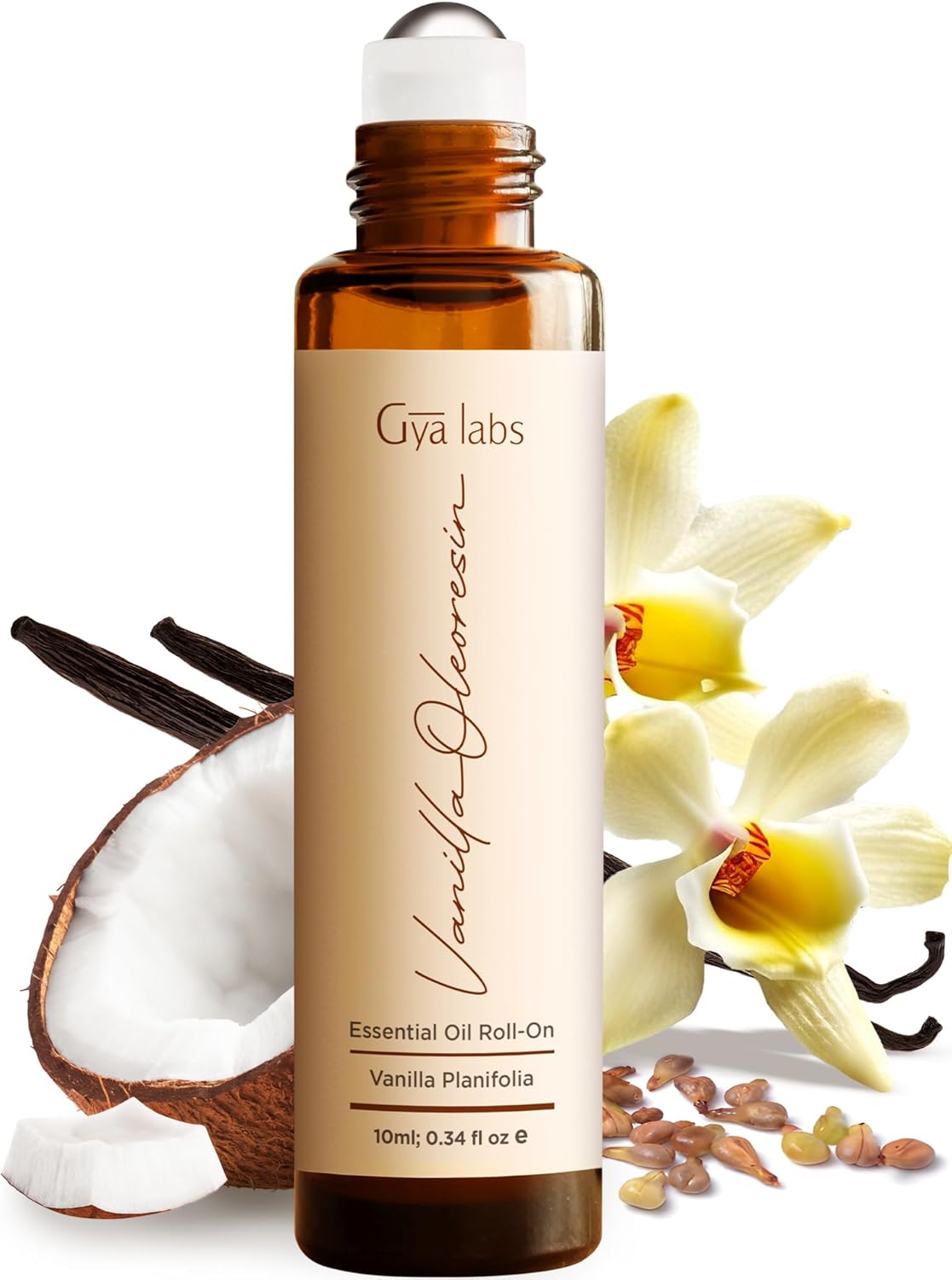 Gya Labs Vanilla Oleoresin Essential Oil Roll On - 10ml - Travel Size Roller for Camping, Skin, Aromatherapy Relief, Convenience