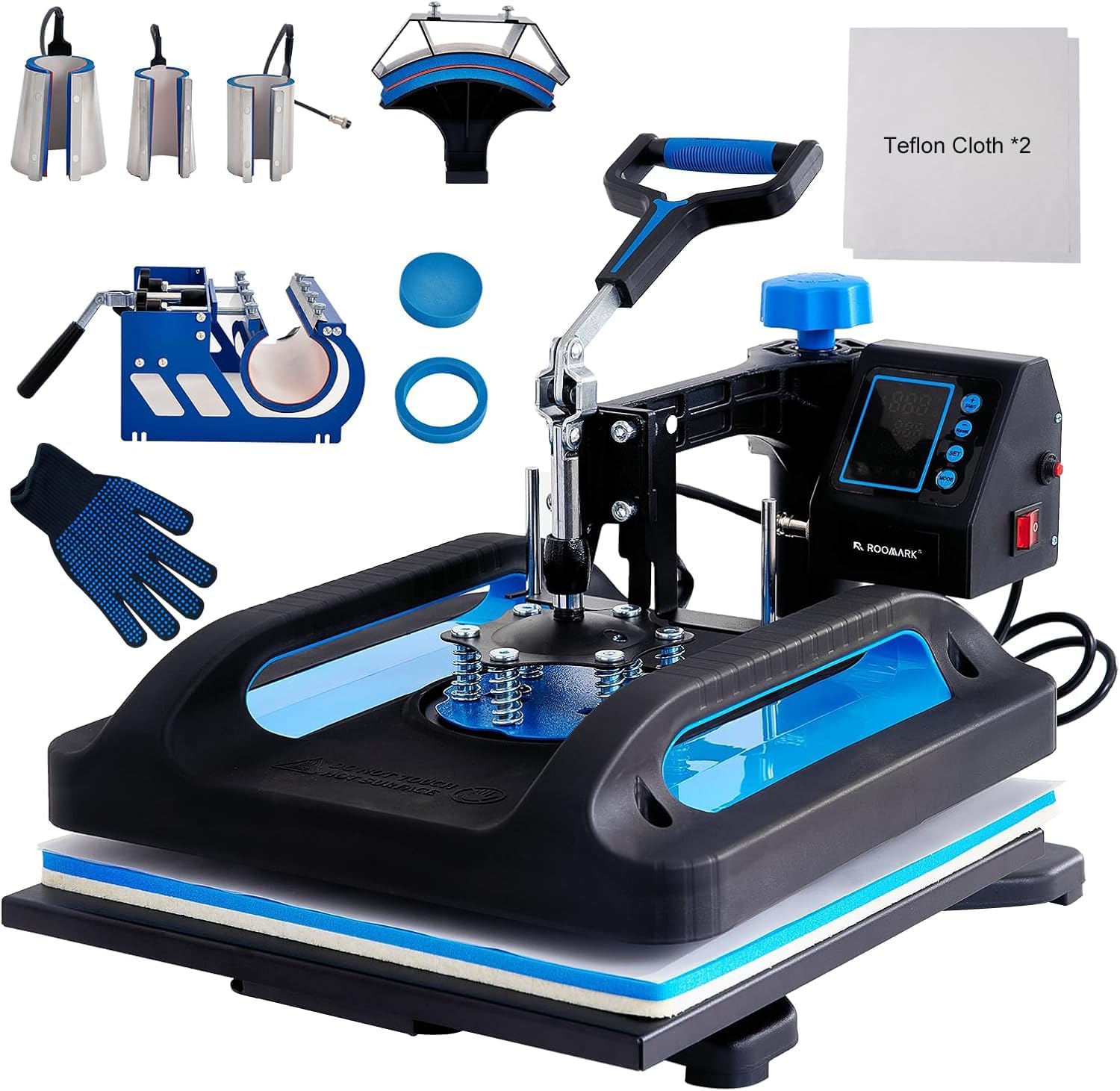 12x15 inch Heat Press Machine, 8 in 1 Digital Press Machine, 360-Degree Swing Away, Multifunction Sublimation Combo Heat Transfer Machine for T-Shirts, Hats, Caps, Mugs and Plates