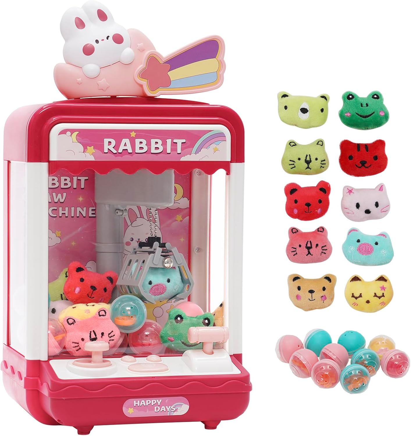 Ark miido Claw Machine for Kids, Candy Machine Grabber Arcade Game Toys, Mini Vending Machine Dispenser Machine With Music & 10 Dolls and 10 Capsules Educational Toy for Kids Gift