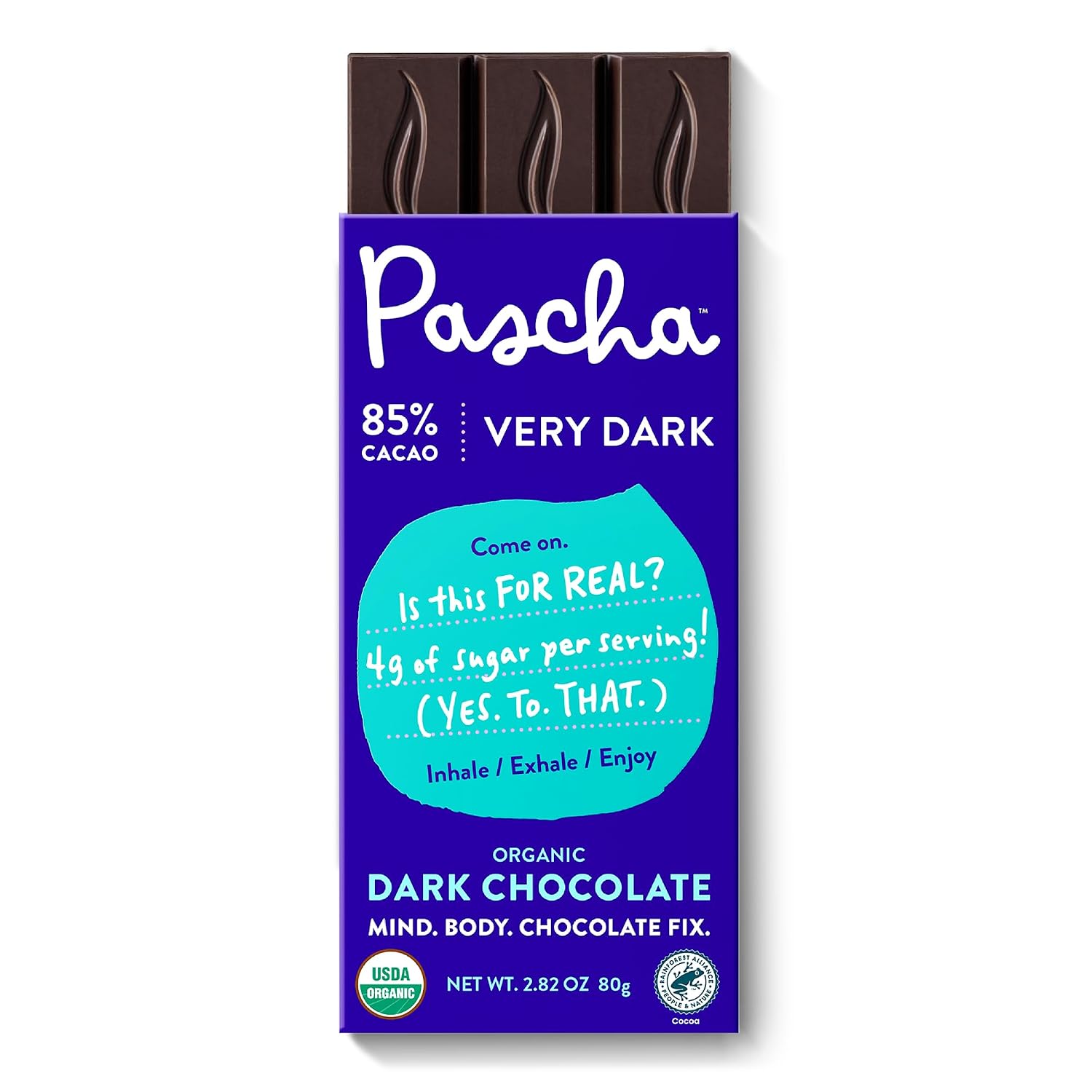 Pascha 85% Cacao Dark Chocolate Bars - Organic, Vegan, 10 Count