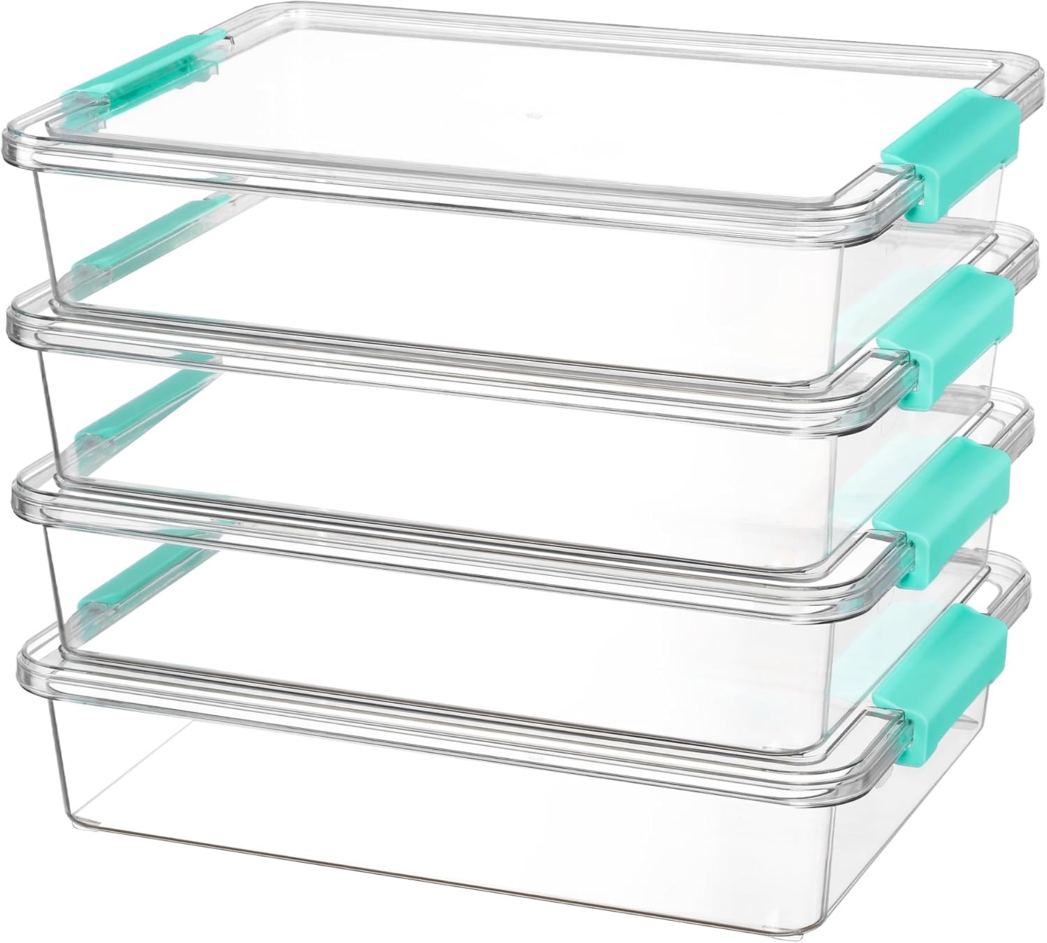 Vtopmart 6 Qt (5.7L) Clear Stackable Storage Bins with Lids, Plastic Containers - 4 Pack for Home, Office, School Supplies & Craft Organization