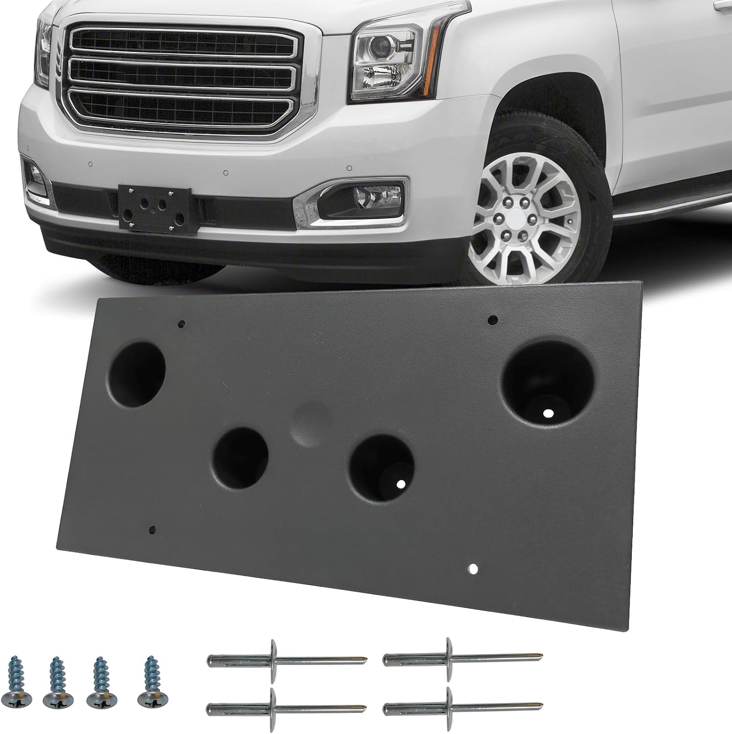 Front Bumper License Plate Frame Bracket Holder Fits for GMC Yukon/Yukon XL 2015 2016 2017 2018 2019 2020 Replace GM1068159 22948151