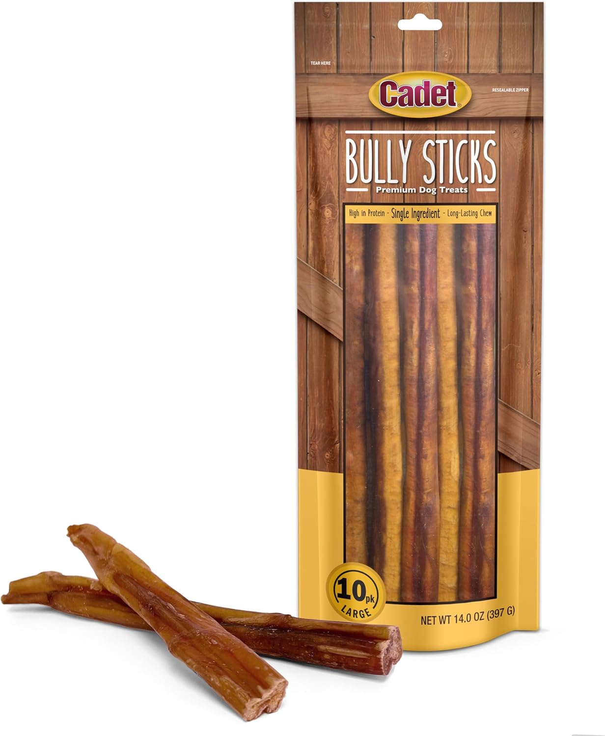 Cadet Bully Sticks for Dogs - Long-Lasting Dog Chews - All-Natural Premium Dog Treats Promotes Dental Health