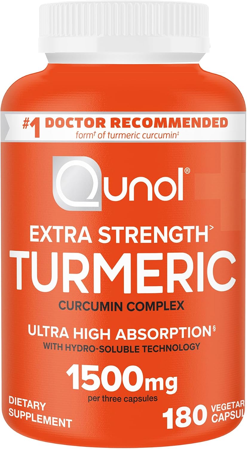 Qunol Turmeric Curcumin 1500mg, Ultra High Absorption Supplement, 180 Count