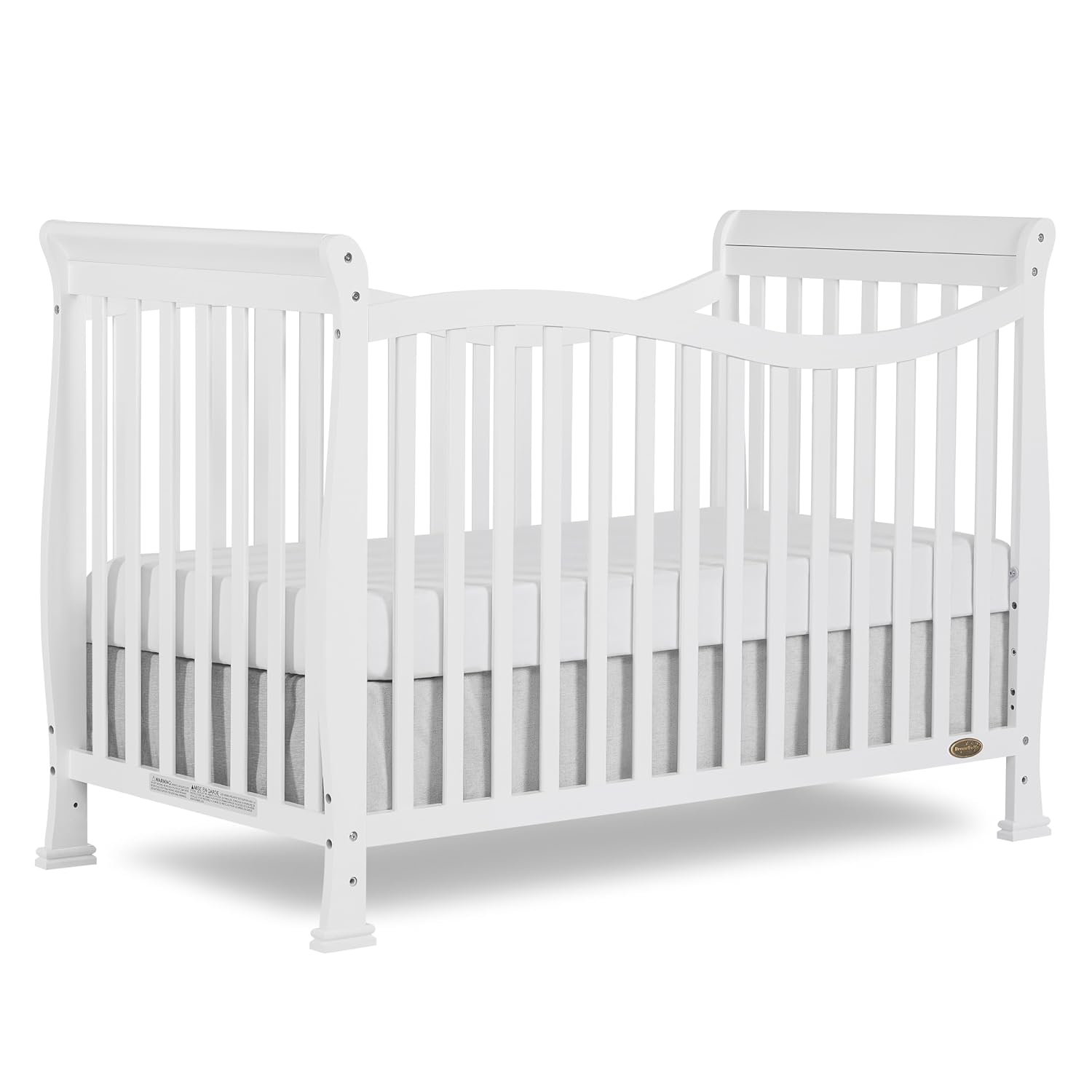 Dream On Me Violet 7-in-1 Convertible Life Style Crib in White, Greenguard Gold Certified, 4 Mattress Height Settings, Made of Sustainable New Zealand Pinewood