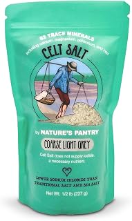 Celtic Salt Light Grey Coarse, Celt Salt by Nature's Pantry, 82+ Minerals, non-GMO, Organic & Unrefined, Gluten-Free, Authentic, Cooking, Baking, Pickling, Sal, Healthy Seasoning, 1/2lb (8 oz) Bag