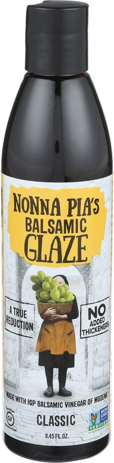 Nonna Pia’s Classic Balsamic Glaze - IGP Certified Balsamic Vinegar Glaze from Modena - Thick, Velvety Balsamic Glaze Drizzle for Meat, Salads, Veggies - Non-GMO, Gluten-Free - 8.45oz (Pack of 1)
