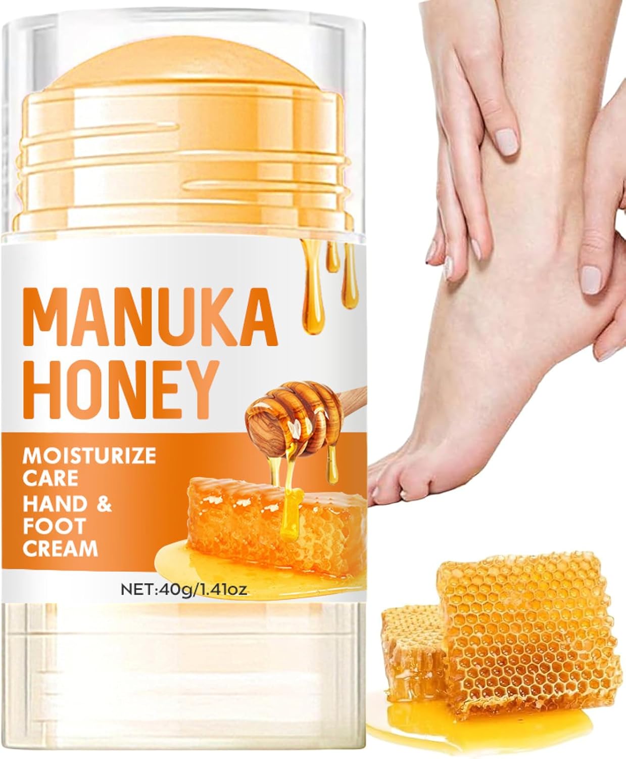 Honey Foot Cream for Very Dry Hands & Feet - 40 ml, Cracked Heel Repair & Intensive Moisturizing for Women & Men