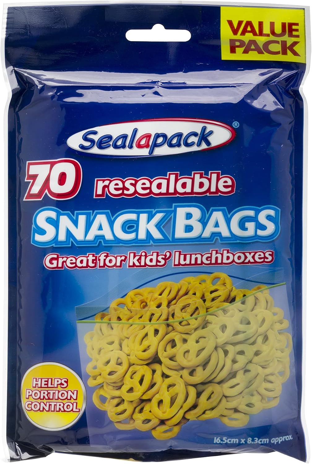 Sealapack SNACK BAGS, READY TO USE RESEALABLE BAGS, PACK OF 70, Clear, 16.5cm x 8.3cm