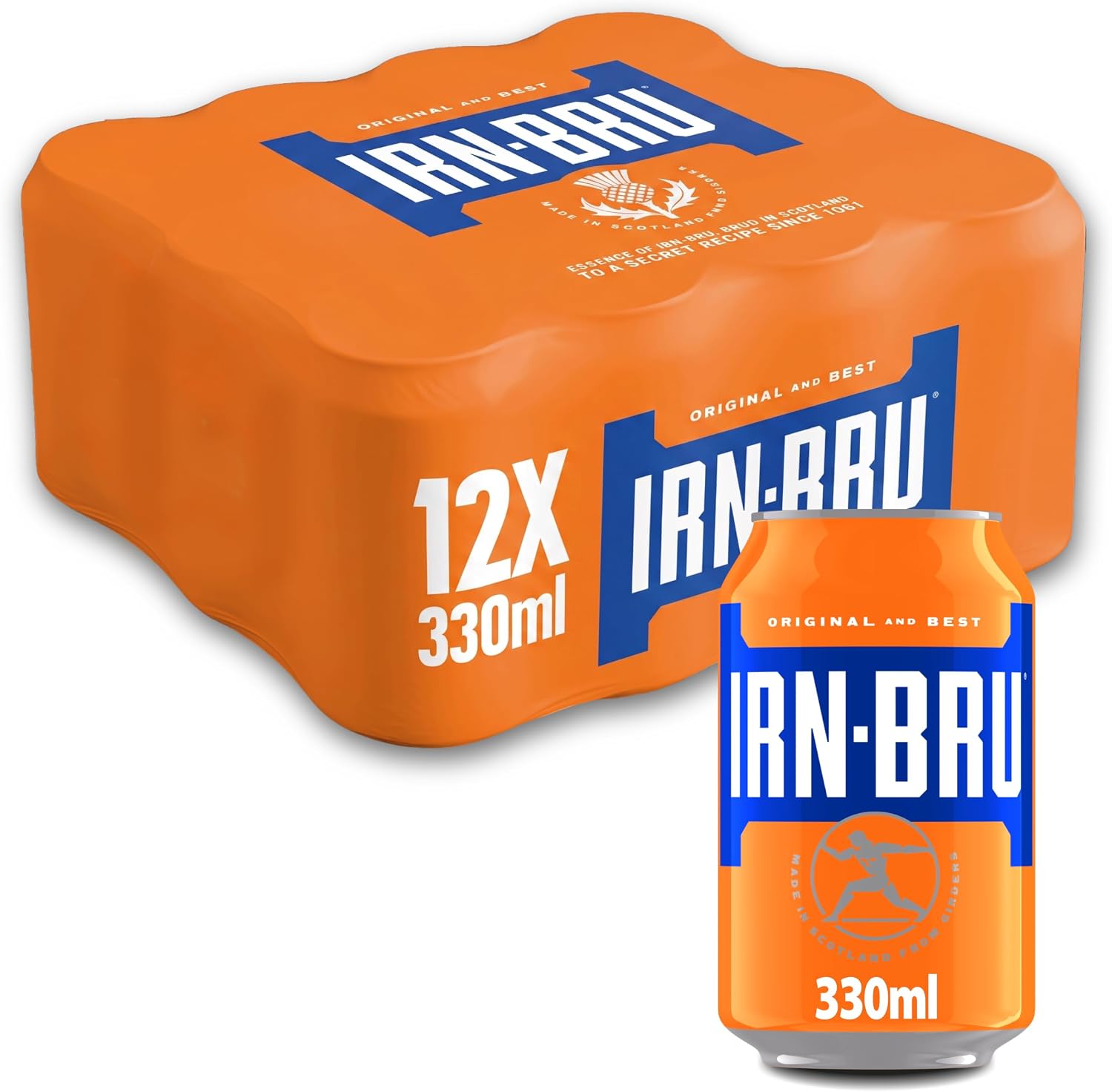 IRN-BRU Carbonated Soft Drink, 12 Pack, 330ml Cans