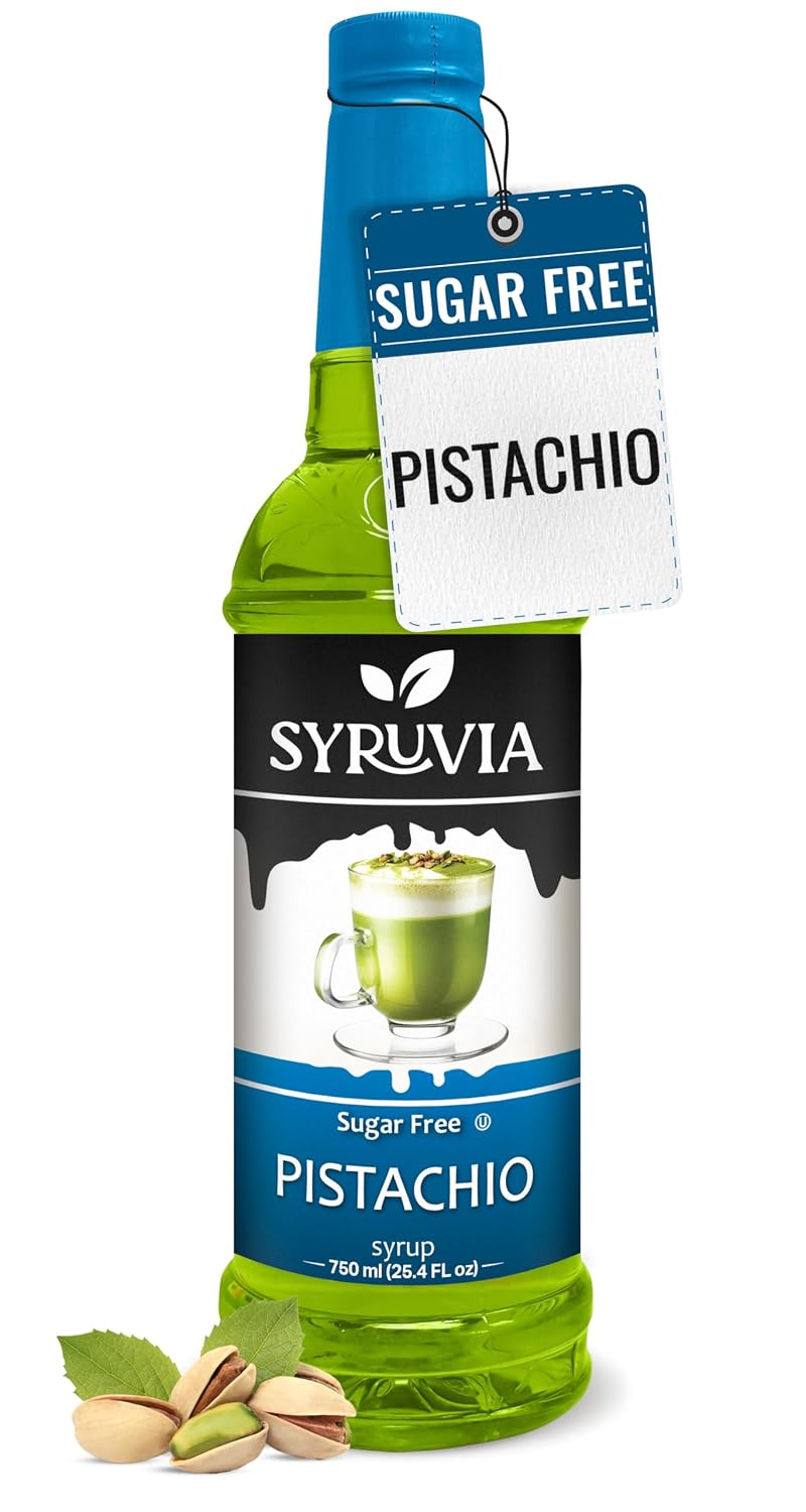 Syruvia Sugar Free Pistachio Syrup, Flavored Syrup for Lattes, Drinks, Cappuccinos, Iced Coffees, Espresso Drinks – 25.4 fl oz
