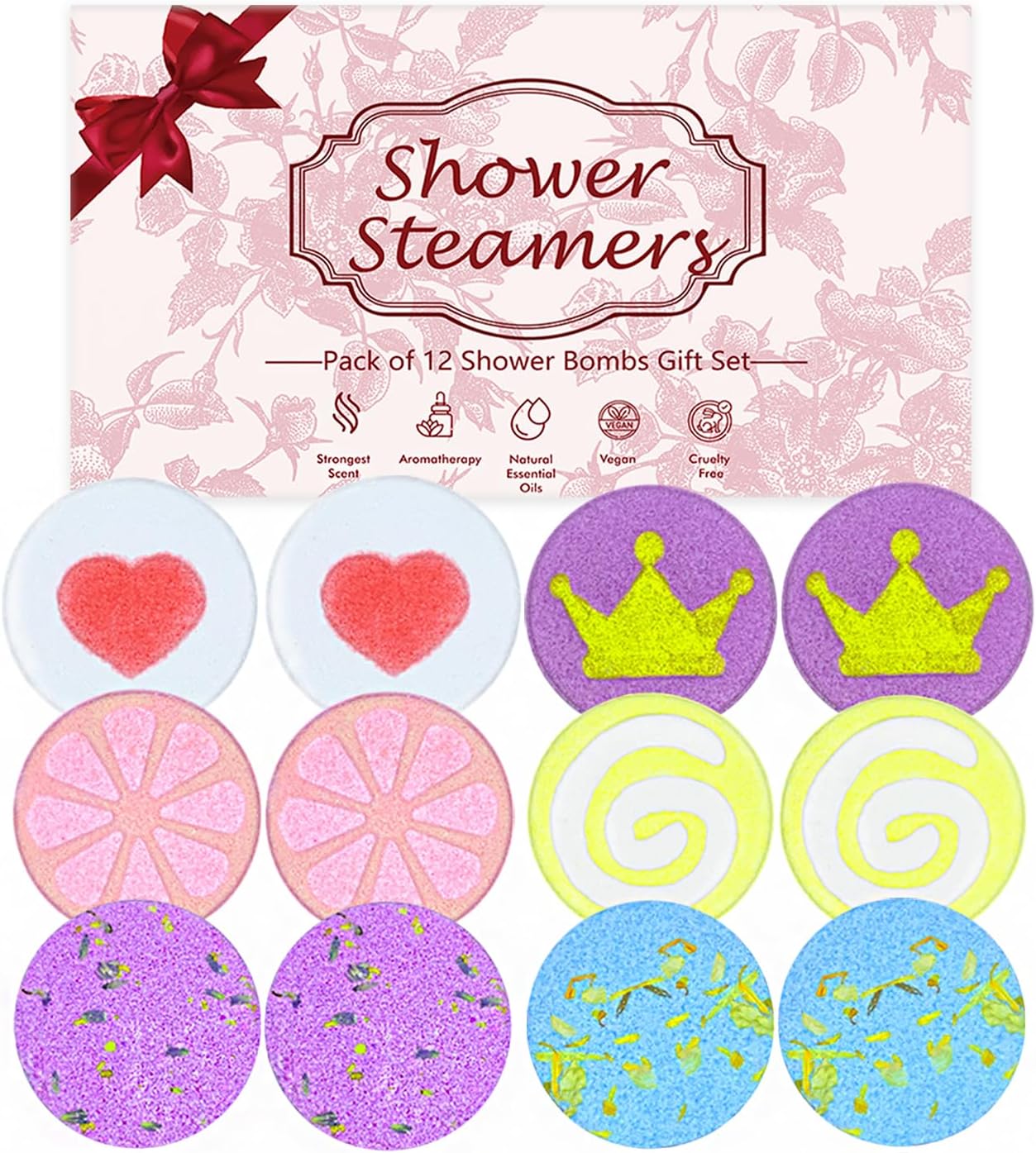 Lanwexy Shower Steamers, 12 PCS Shower Bombs for Women and Men Present, Aromatherapy Bath Bombs Shower Tablets with Natural Essential Oils for Birthday, Christmas, Valentines Present
