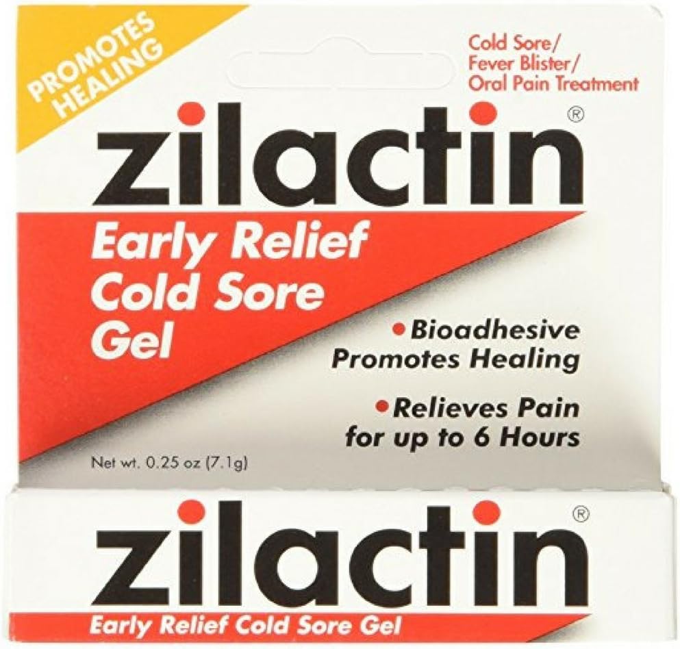 Zilactin Cold Sore Gel, Medicated Gel 0.25 oz ( Pack of 3)