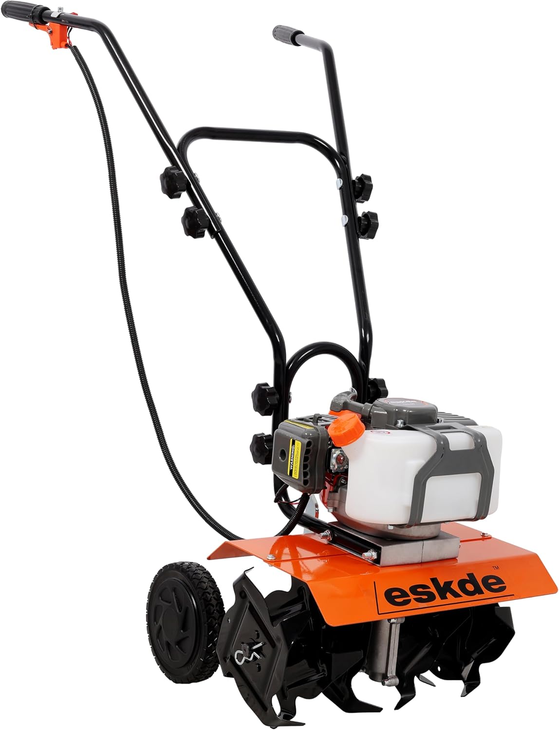Eskde 43cc Petrol Mini Tiller with 6 Blades, 2-Stroke Engine Garden Cultivator for Soil Aeration & Weeding