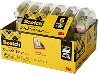 Scotch Double Sided Tape with Tape Dispenser, Office and School Supplies for Arts and Crafts, Alternative to Scrapbooking Tape, 0.75 in. x 500 in., 6 Tape Rolls with 6 Tape Dispensers