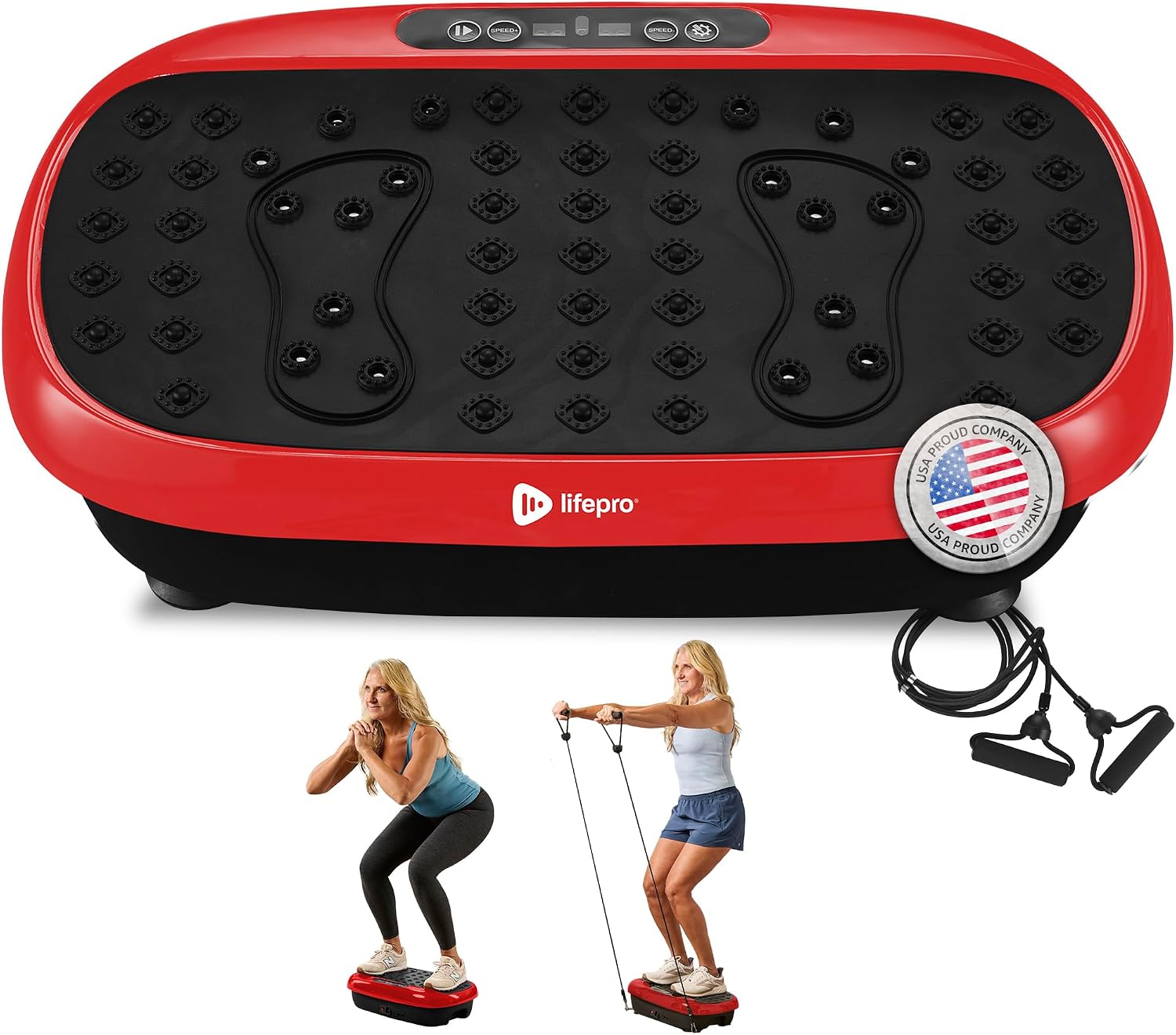 Lifepro HexaPlate Lite Compact Vibration Plate with Magnetic Acupoints | 10 Preset Programs, 99 Speed Levels, Resistance Bands — Vibrating Plate for Lymphatic Drainage, Full-Body Workout, Home Gym