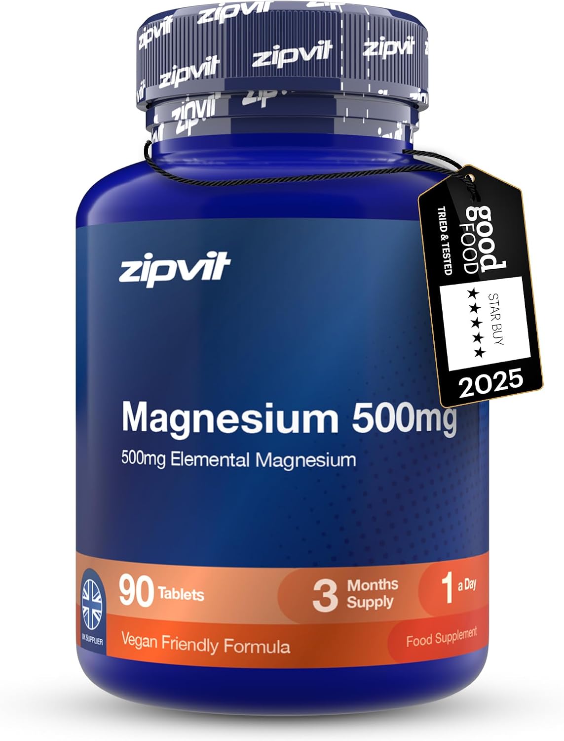 Zipvit Magnesium 500mg - 90 Tablets - 3 Months Supply - Vegan
