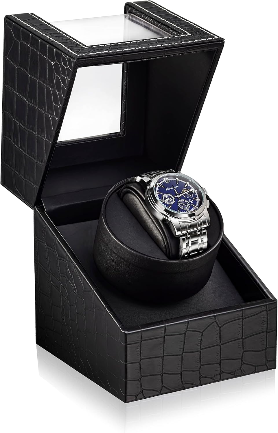 TOPWAY Single Automatic Watch Winder: Automatic Watch Rocker Box Bidirection Rotation for Women and Men Mechanical Watch